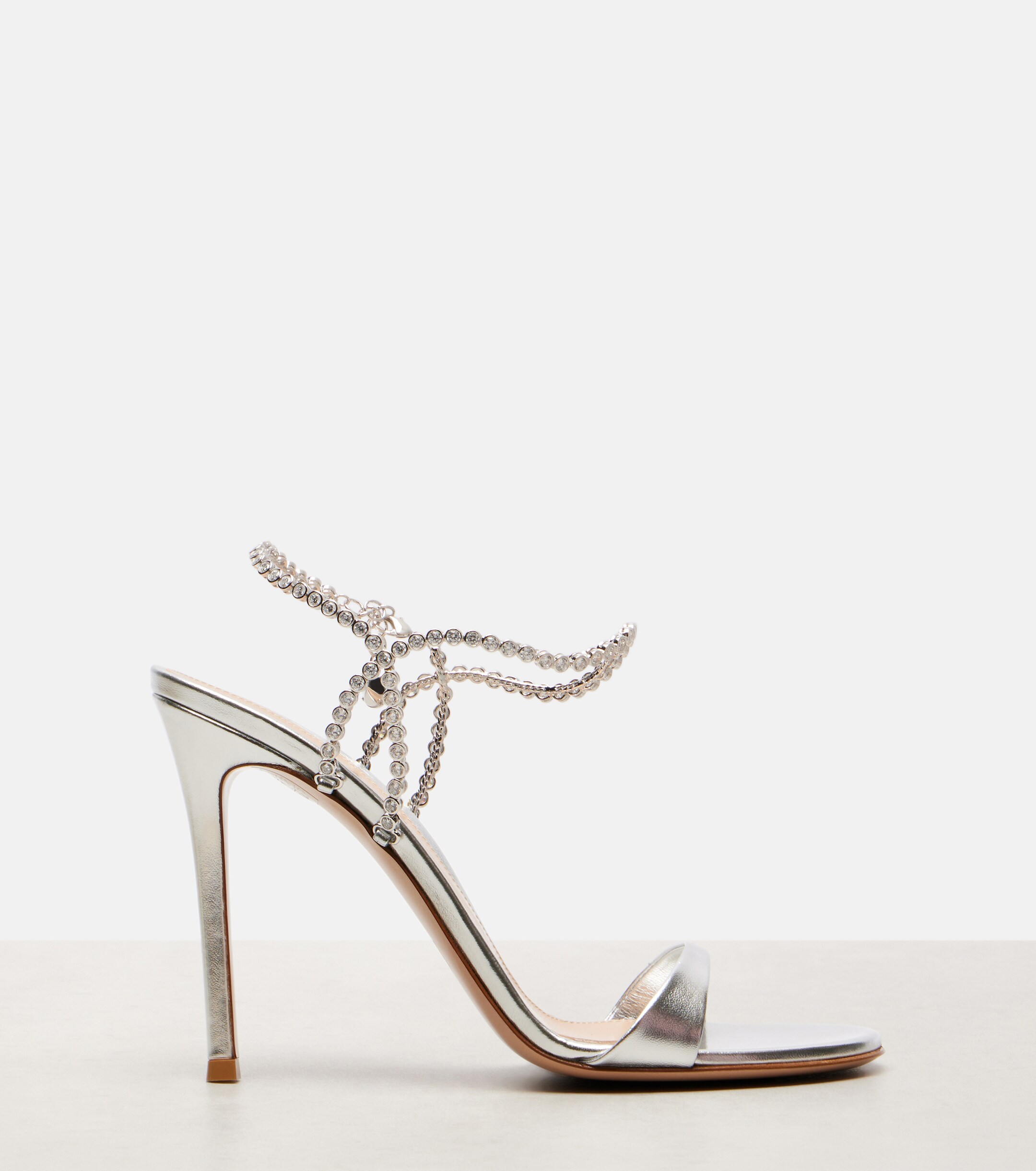 GIANVITO ROSSI 105 embellished metallic leather sandals 
