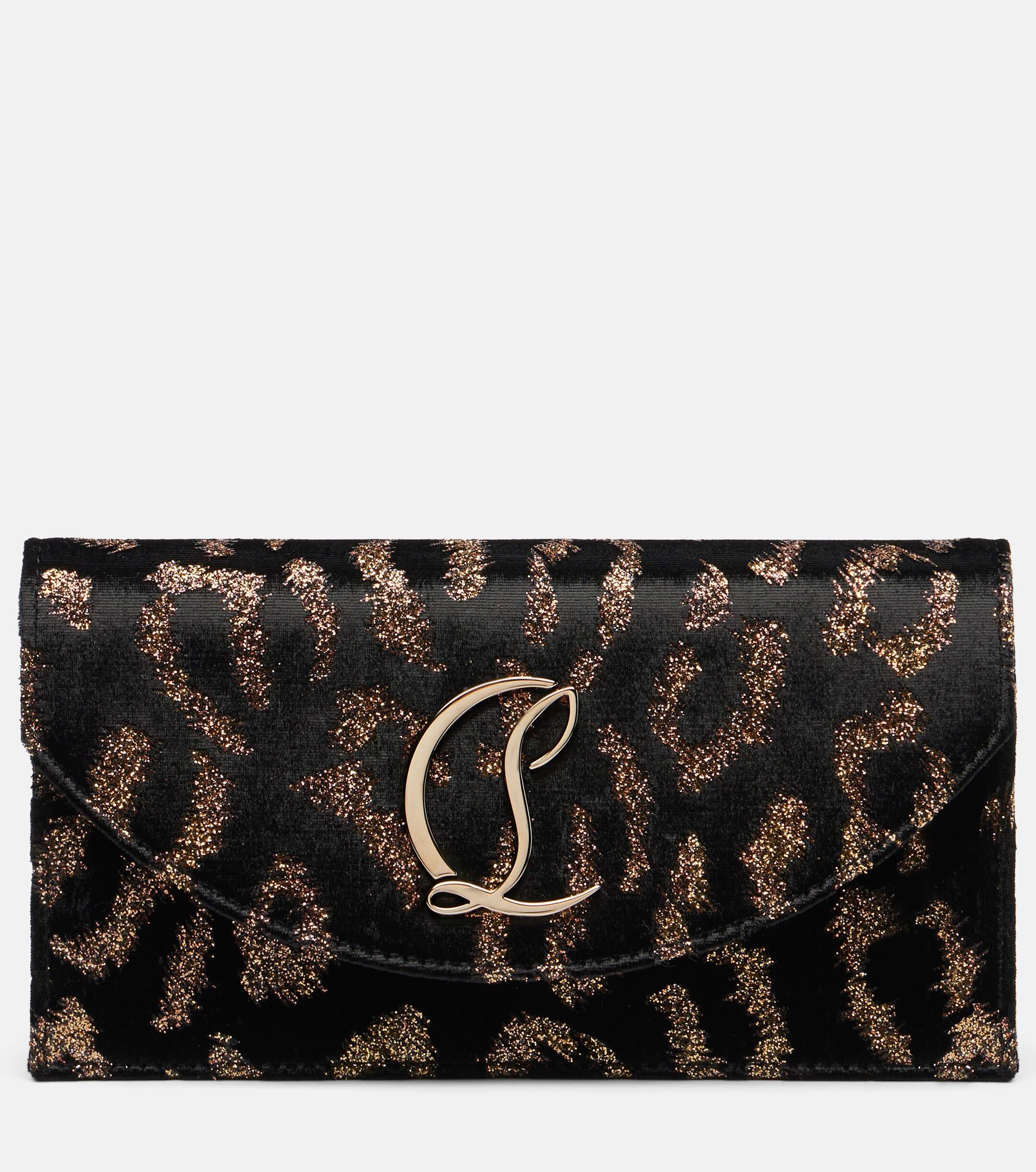 CHRISTIAN LOUBOUTIN Leopard-print velvet clutch