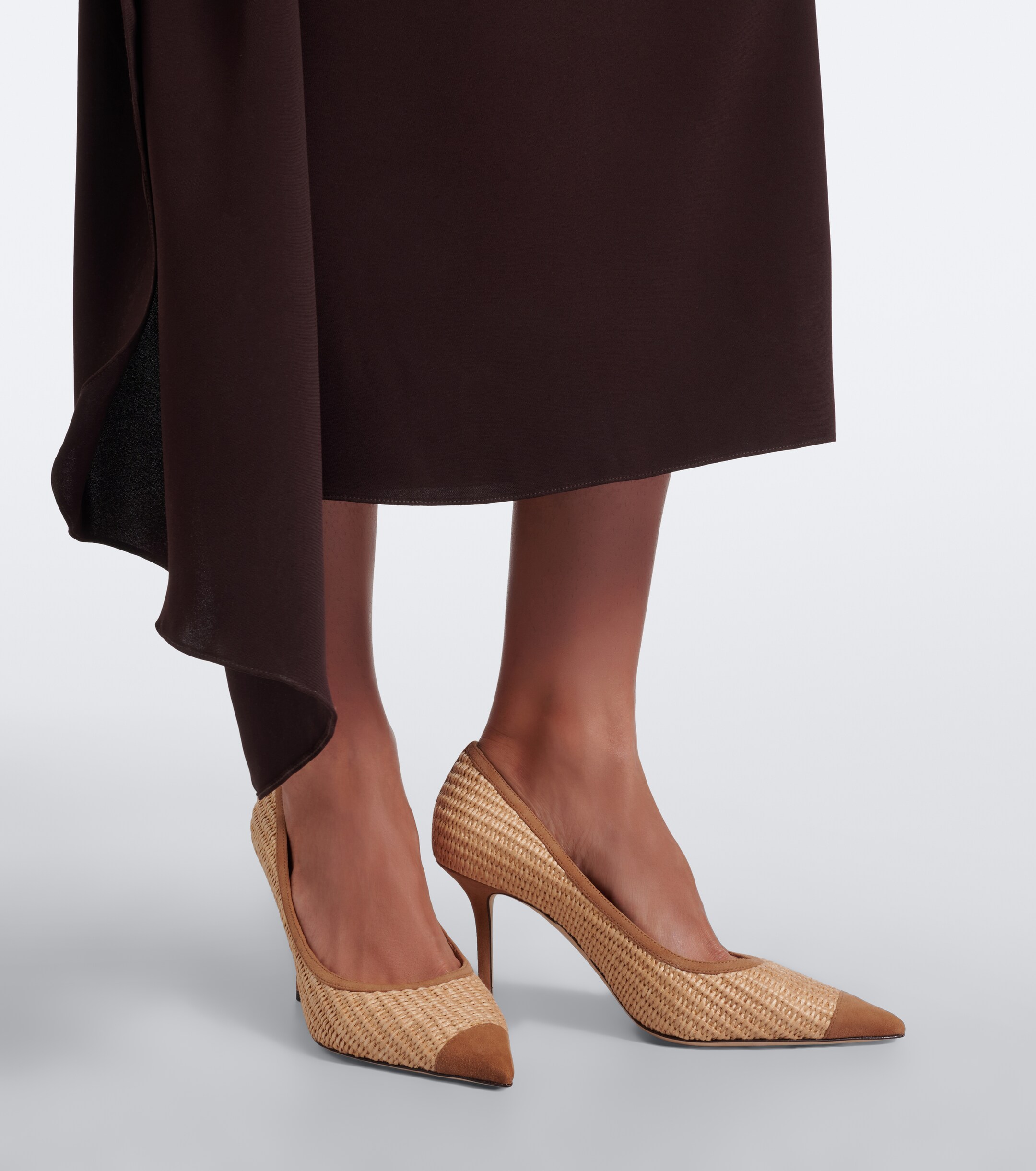 JIMMY CHOO Jimmy Choo Love suede-trimmed raffia pumps