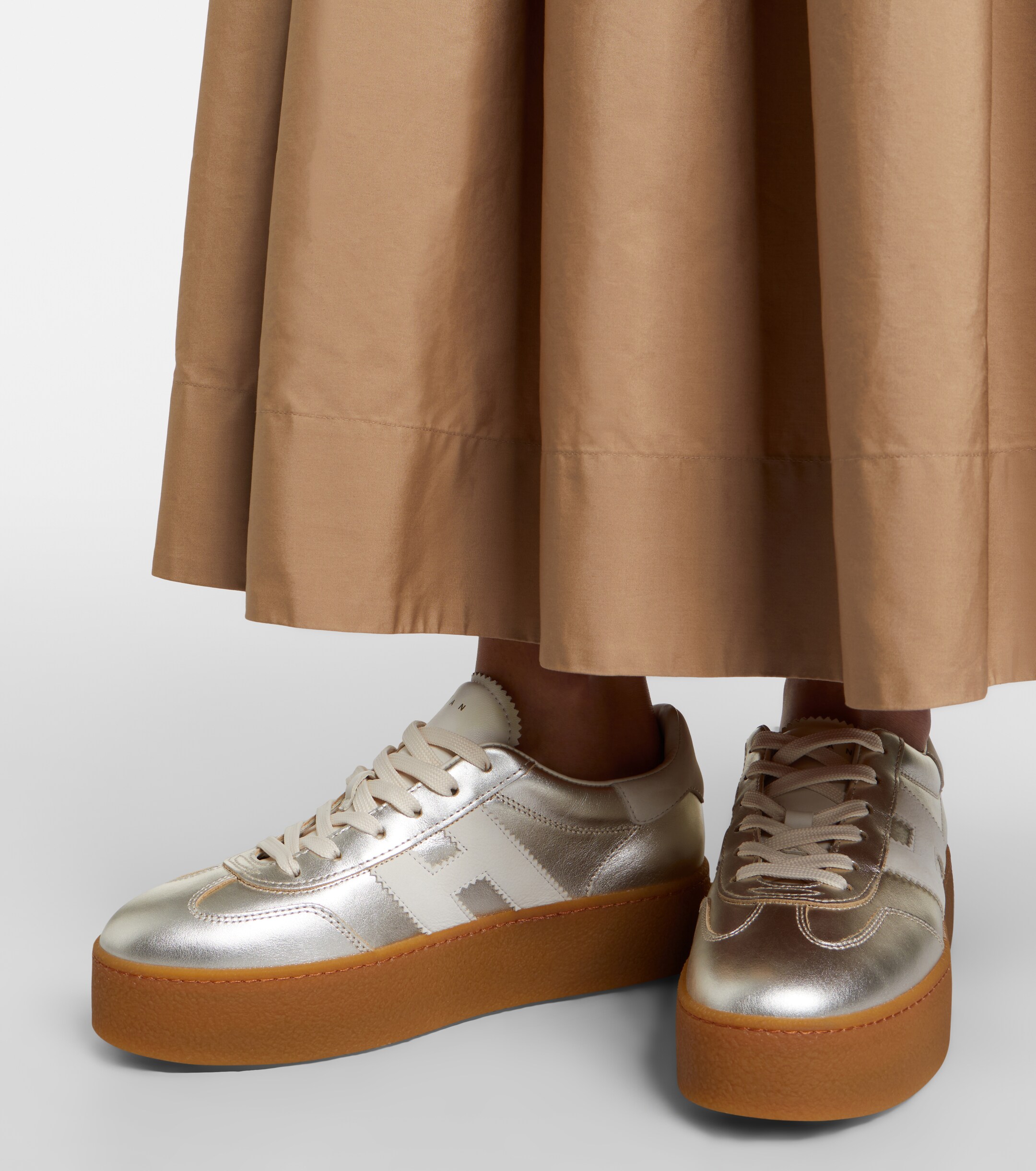 Hogan Hogan H698 metallic leather platform sneakers