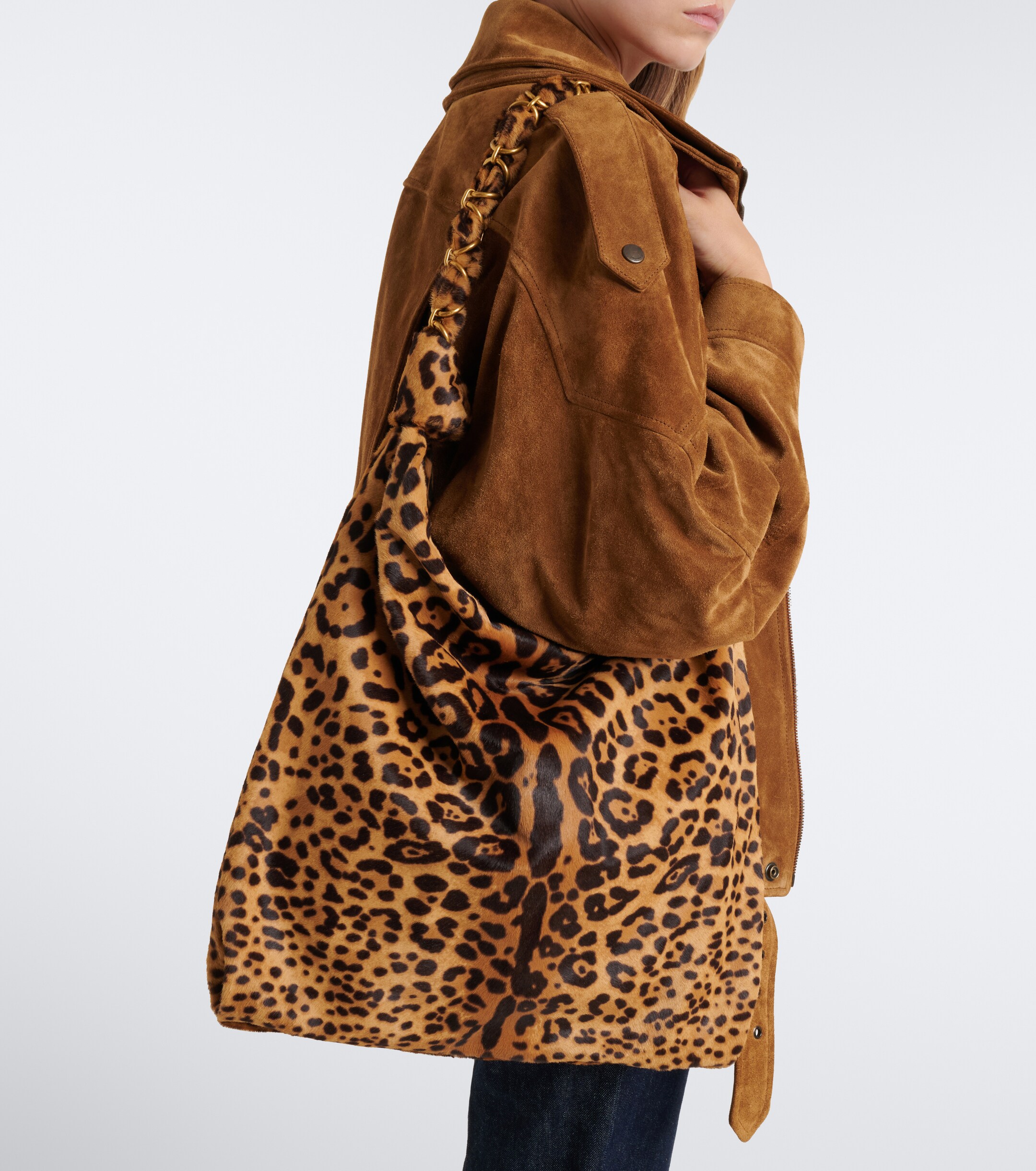 Saint Laurent Amalia leopard-print calf hair shoulder bag