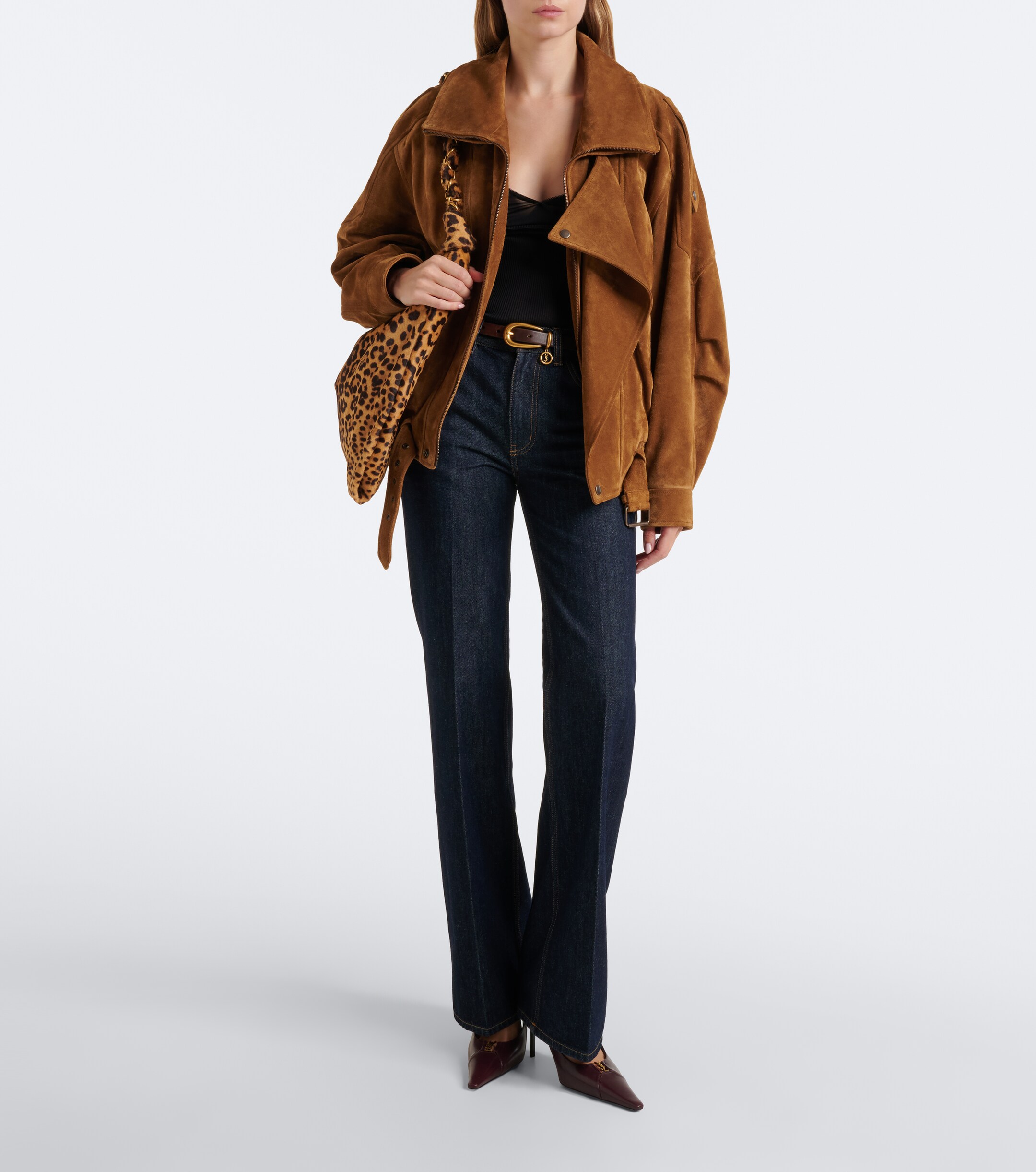 Saint Laurent Amalia leopard-print calf hair shoulder bag