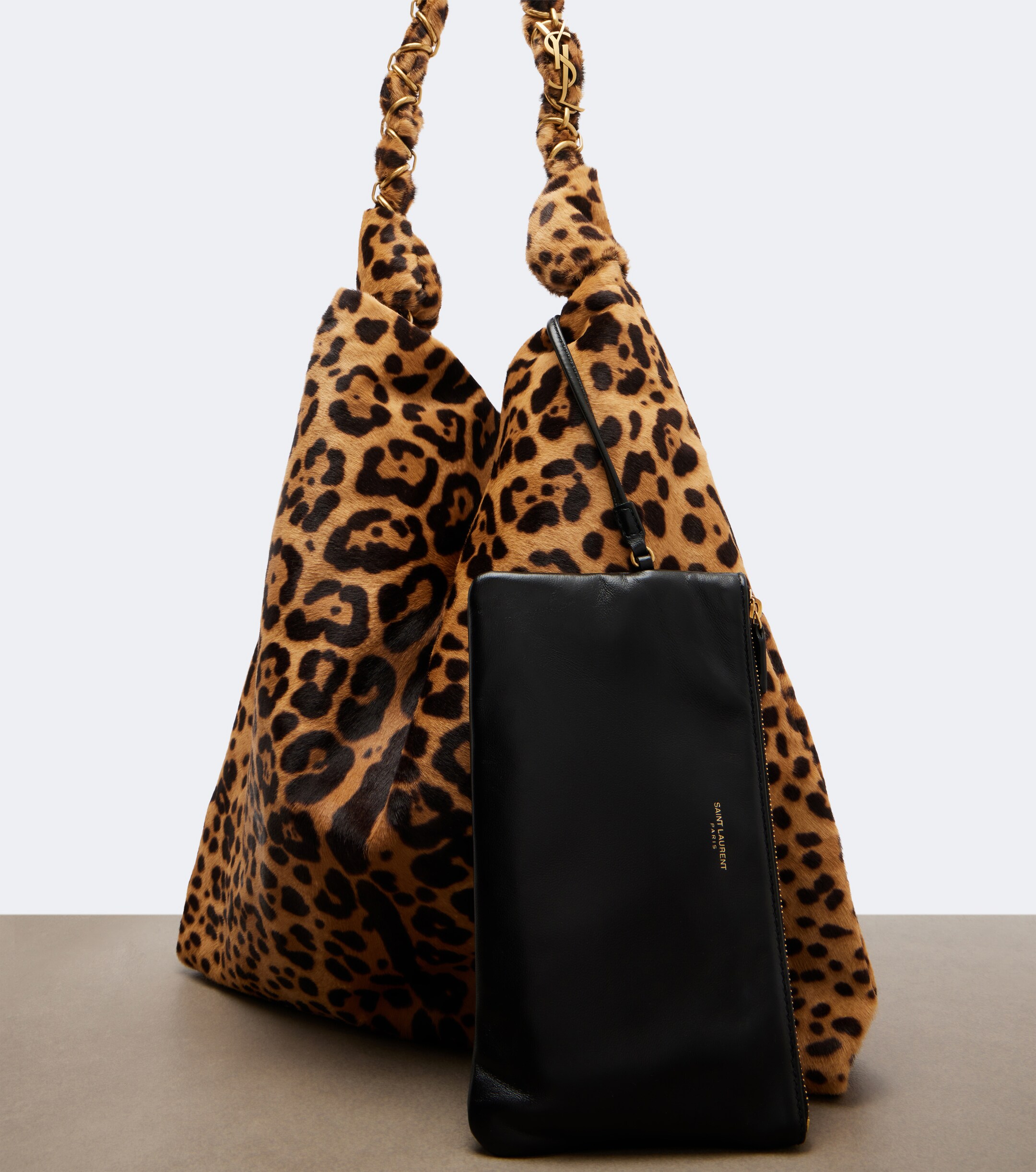 Saint Laurent Amalia leopard-print calf hair shoulder bag