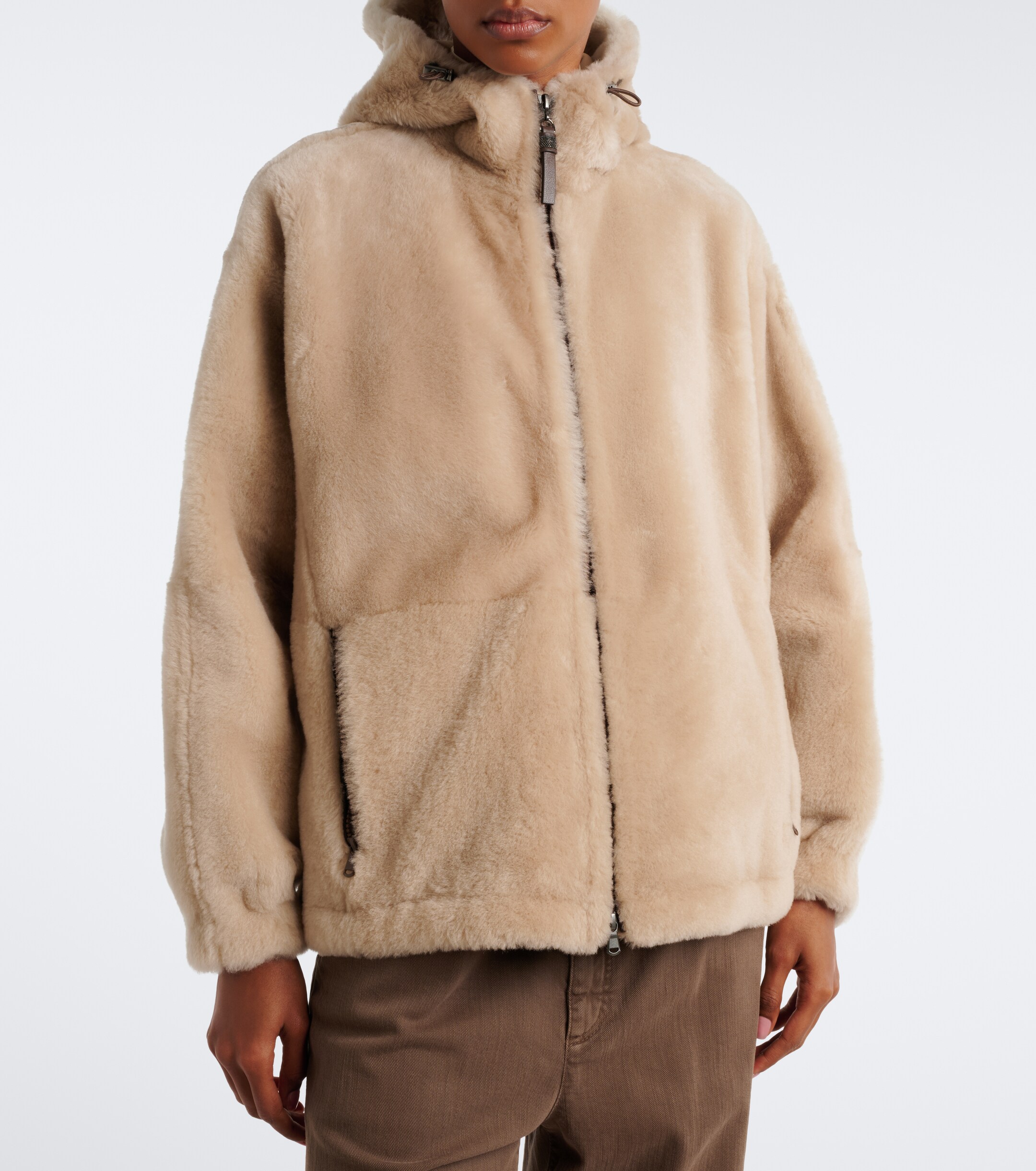 Brunello Cucinelli Brunello Cucinelli Monili hooded shearling jacket