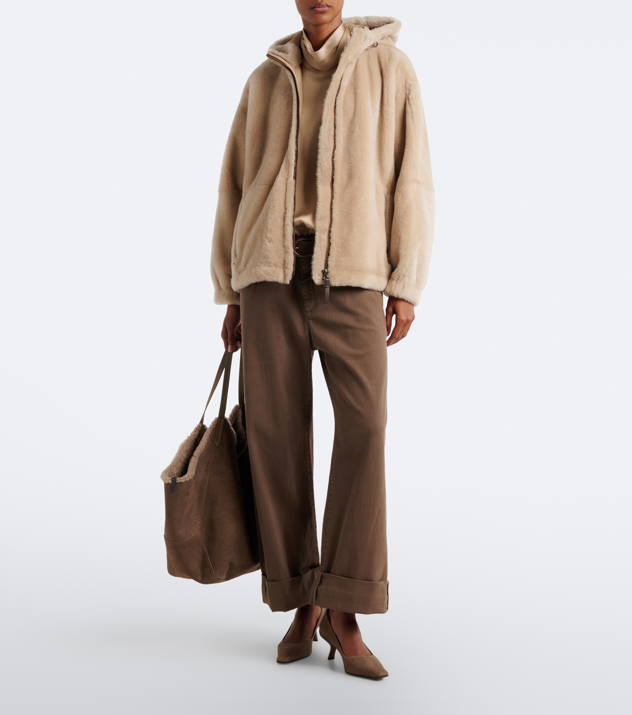 Brunello Cucinelli Brunello Cucinelli Monili hooded shearling jacket