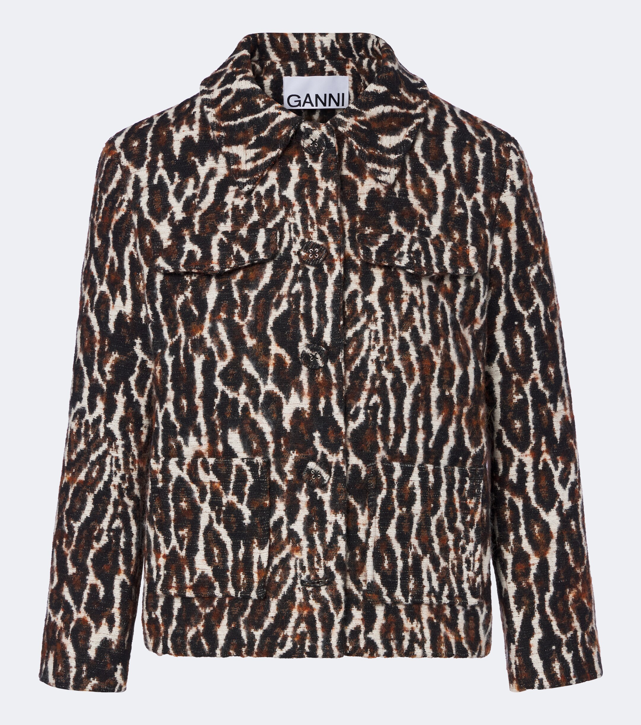 GANNI Ganni Leopard-print jacquard jacket