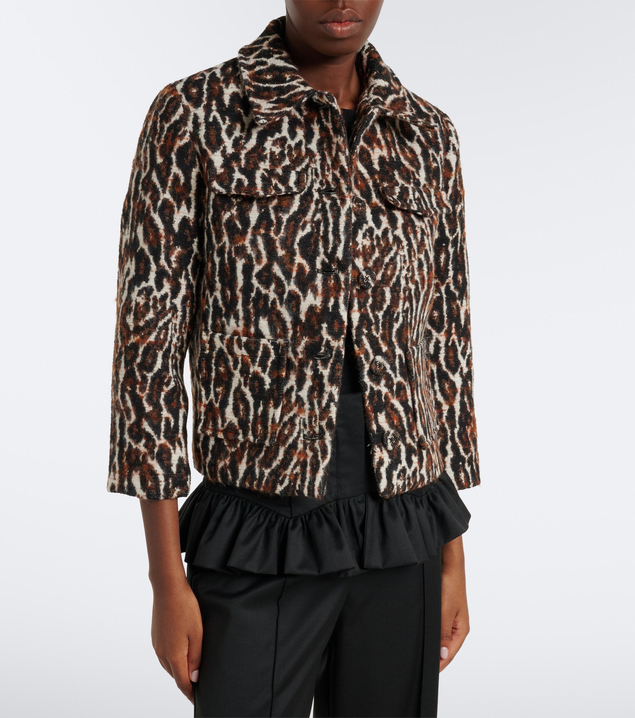 GANNI Ganni Leopard-print jacquard jacket
