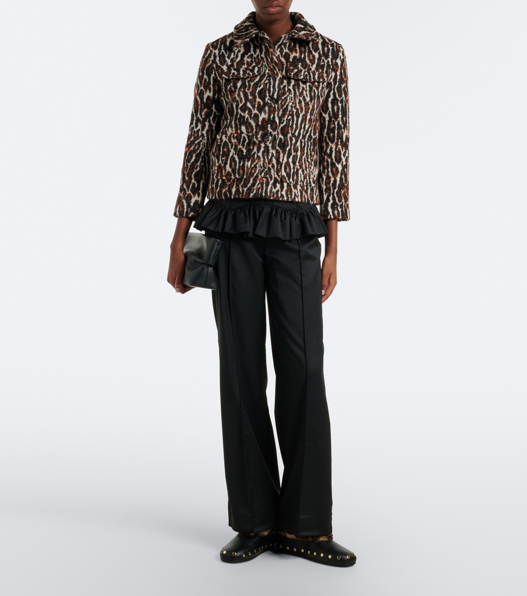 GANNI Ganni Leopard-print jacquard jacket