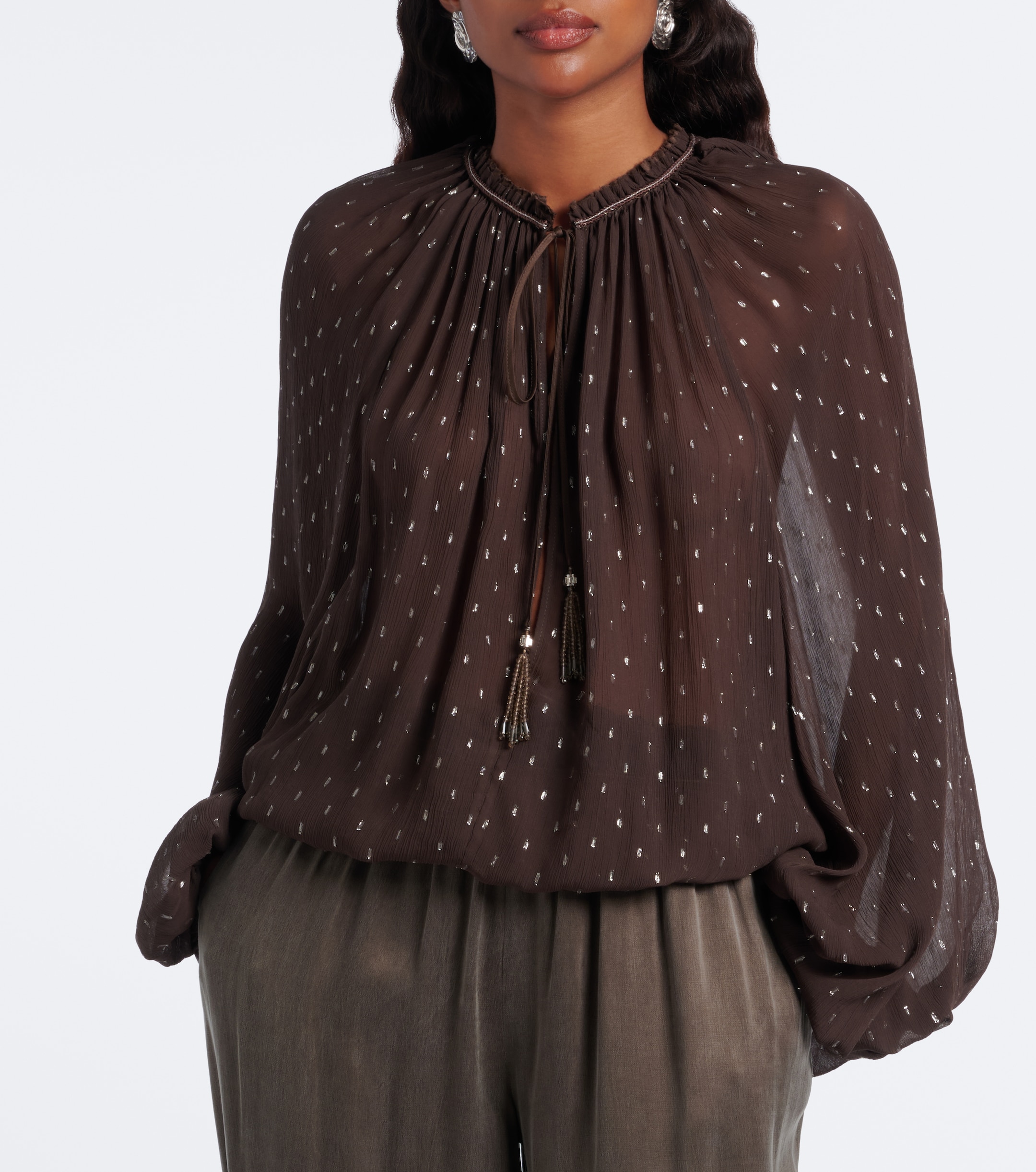 Jacques Wei Jacques Wei Embellished sheer blouse