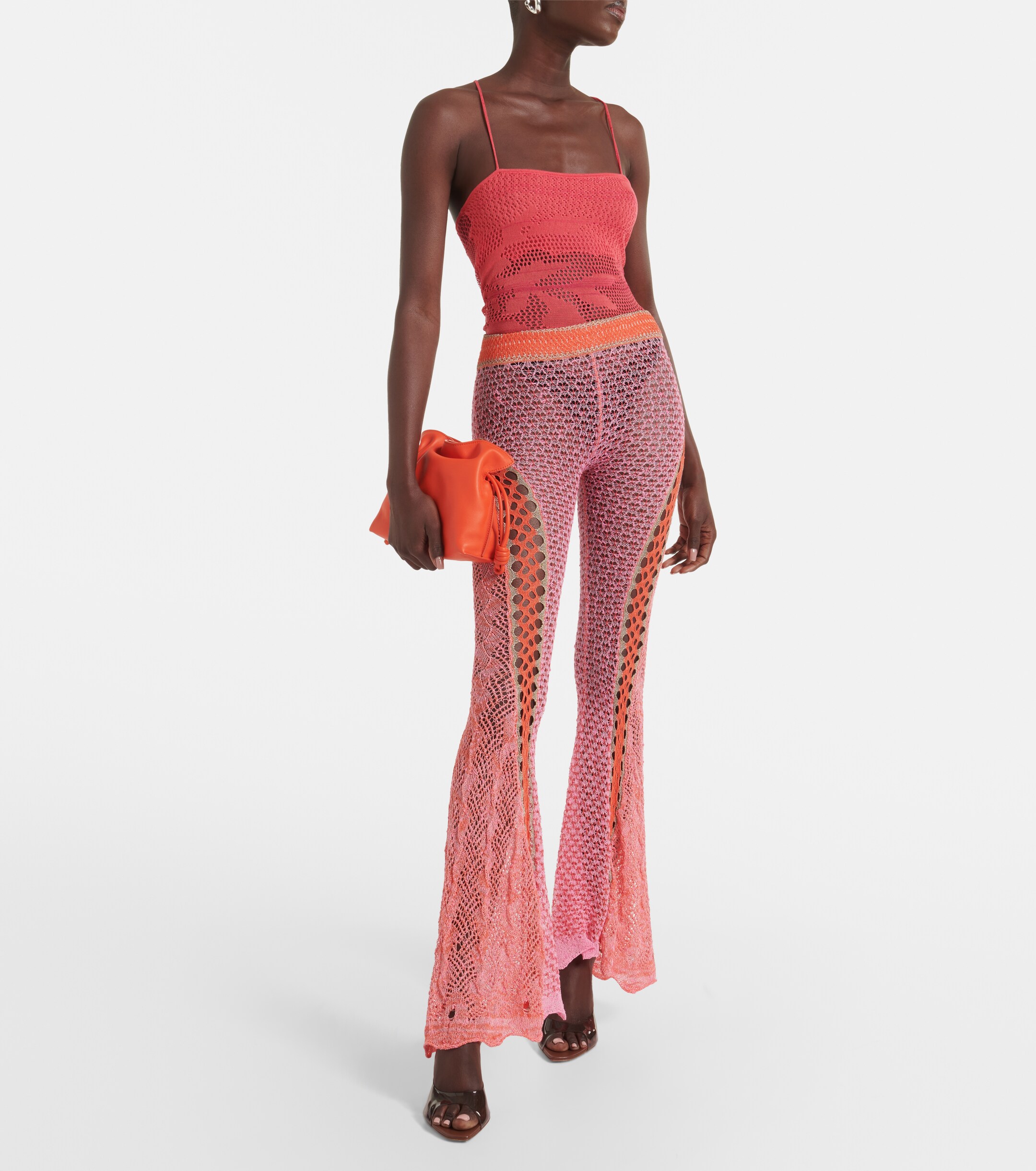 Roberta Einer Open-knit cotton flared trousers