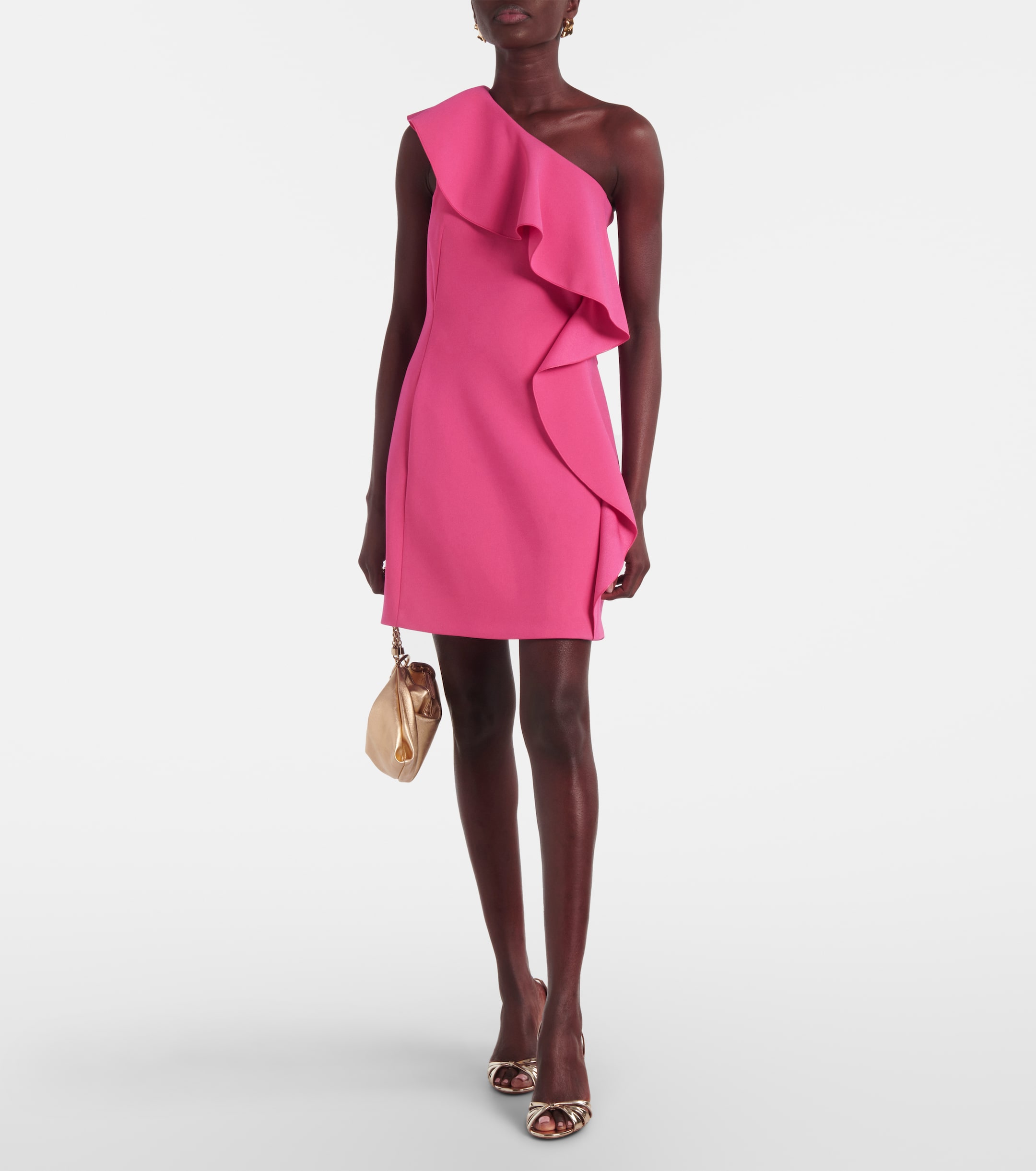 Max Mara Giacomo ruffled sable minidress
