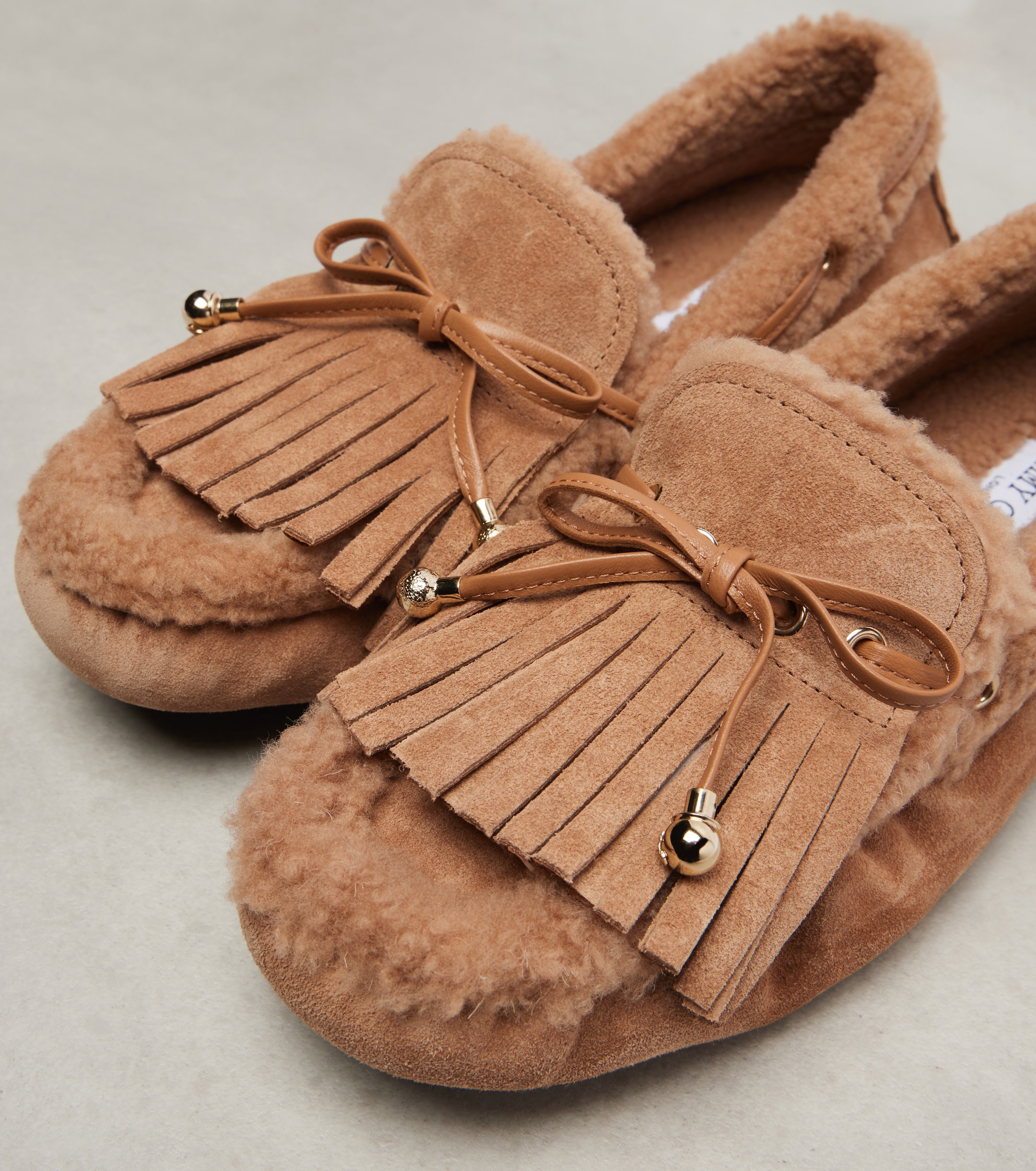 JIMMY CHOO - Manon F shearling-lined suede boat shoes | Plush