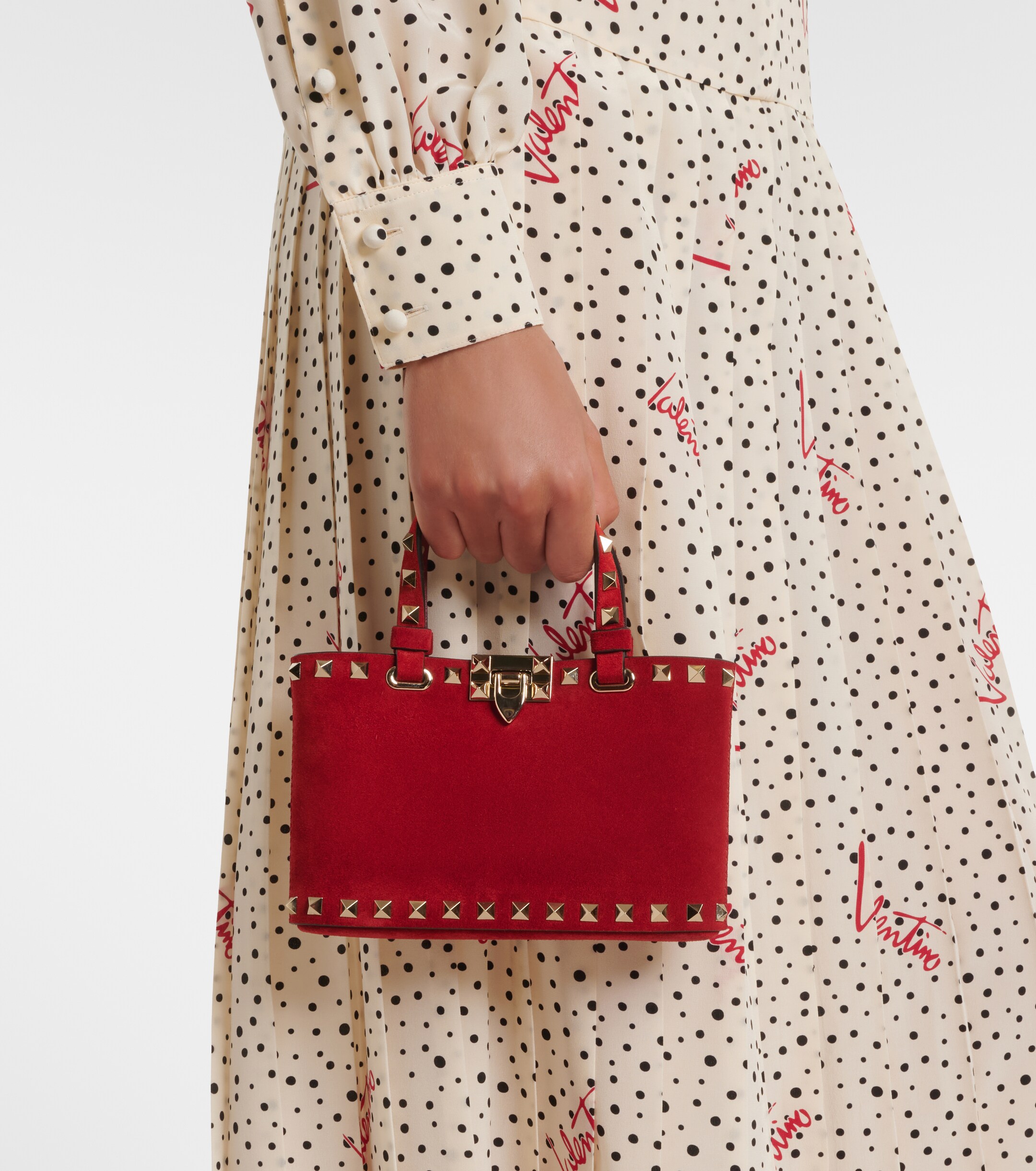 Valentino Garavani Rockstud Mini suede top-handle bag thumbnail