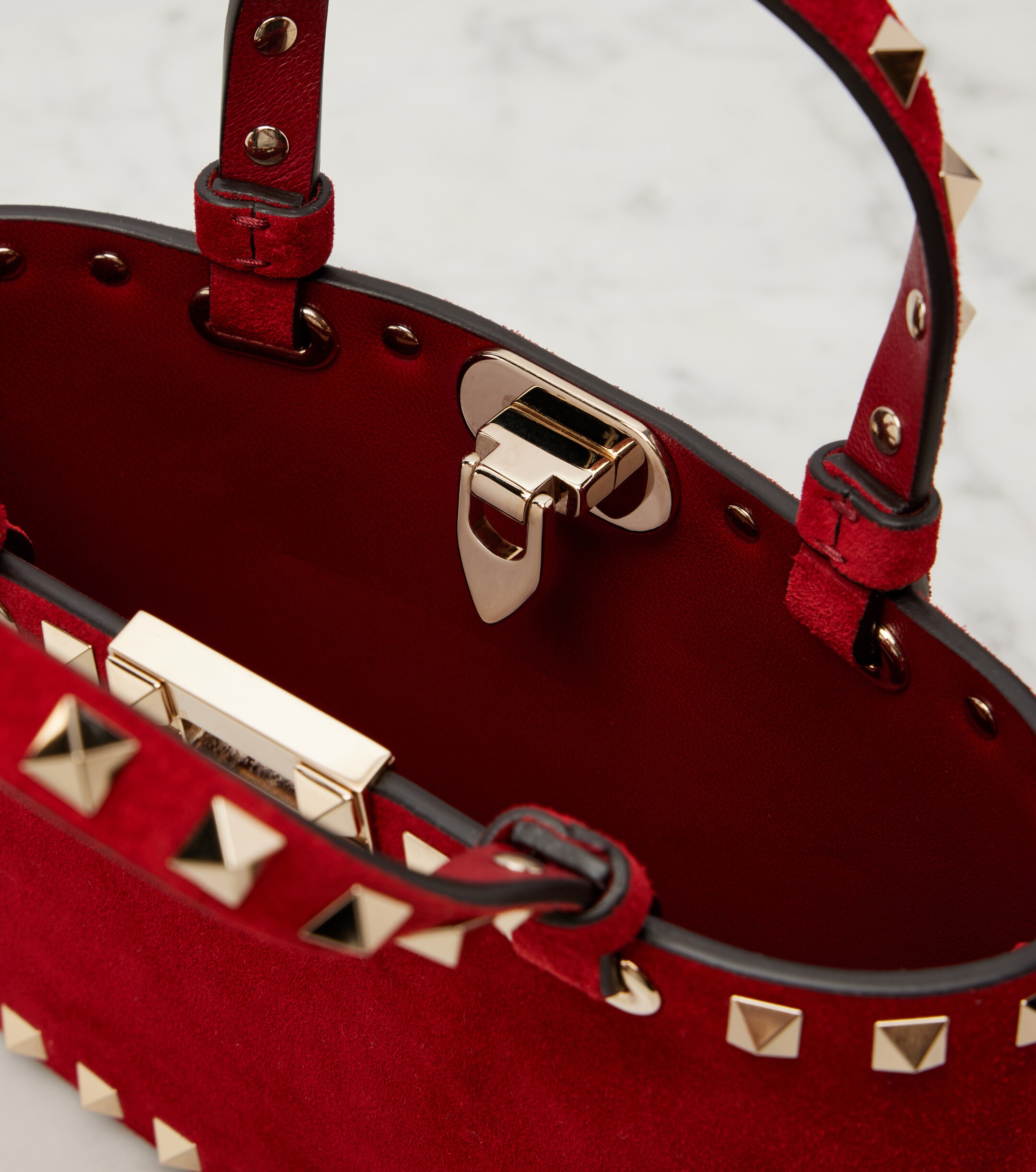 Valentino Garavani Rockstud Mini suede top-handle bag thumbnail