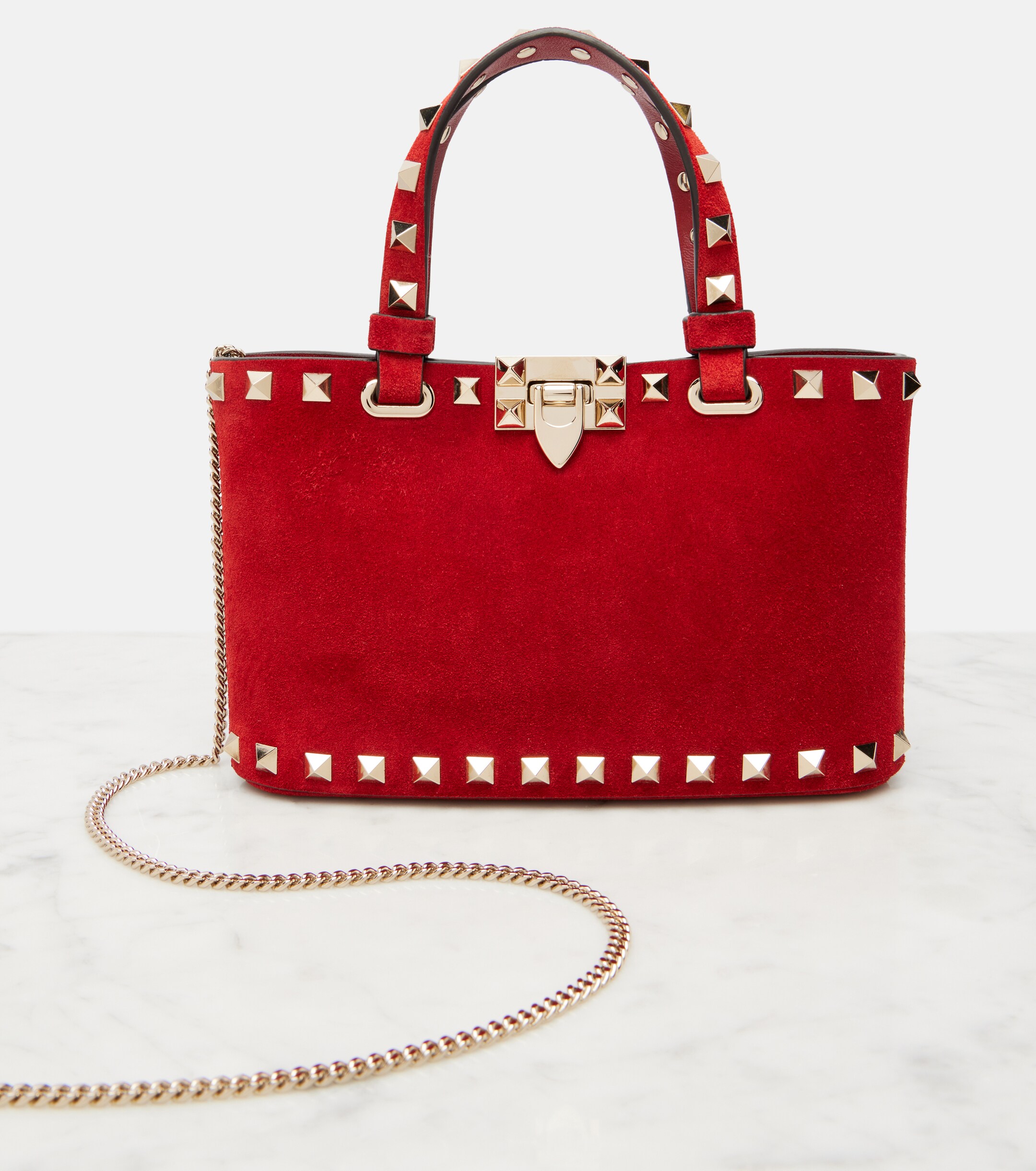 Valentino Garavani Rockstud Mini suede top-handle bag thumbnail