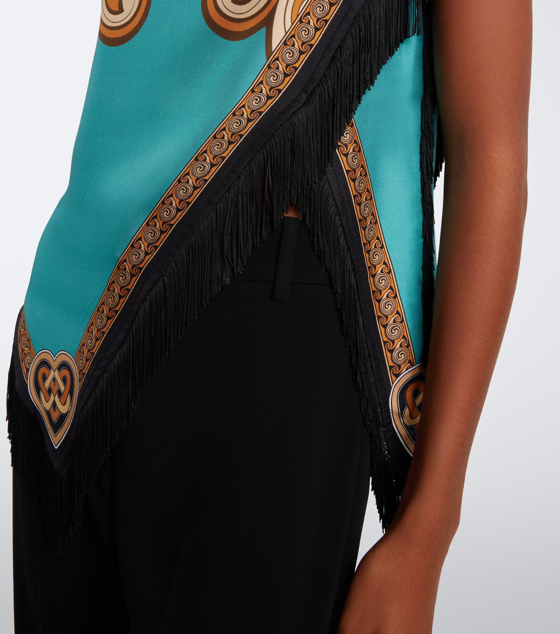 La DoubleJ La DoubleJ Scarf printed fringed silk top