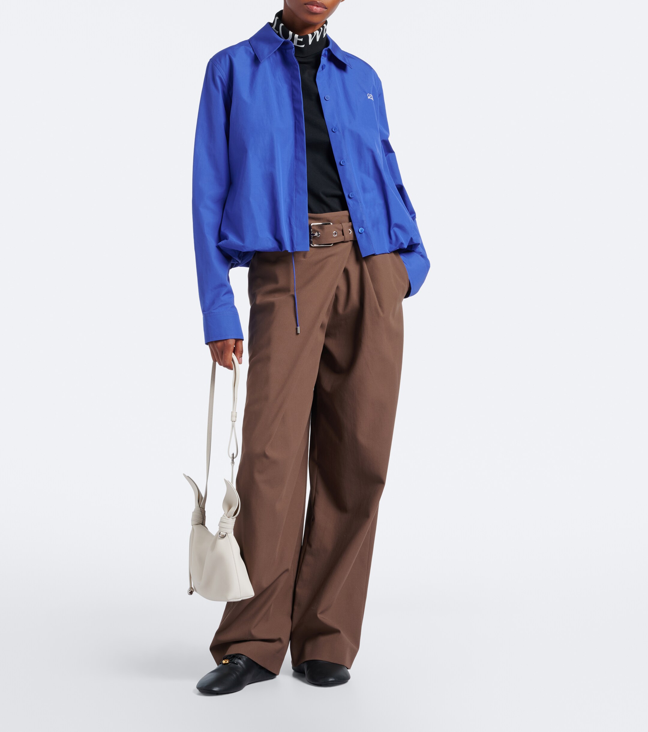 Loewe Loewe Belted draped cotton wide-leg pants