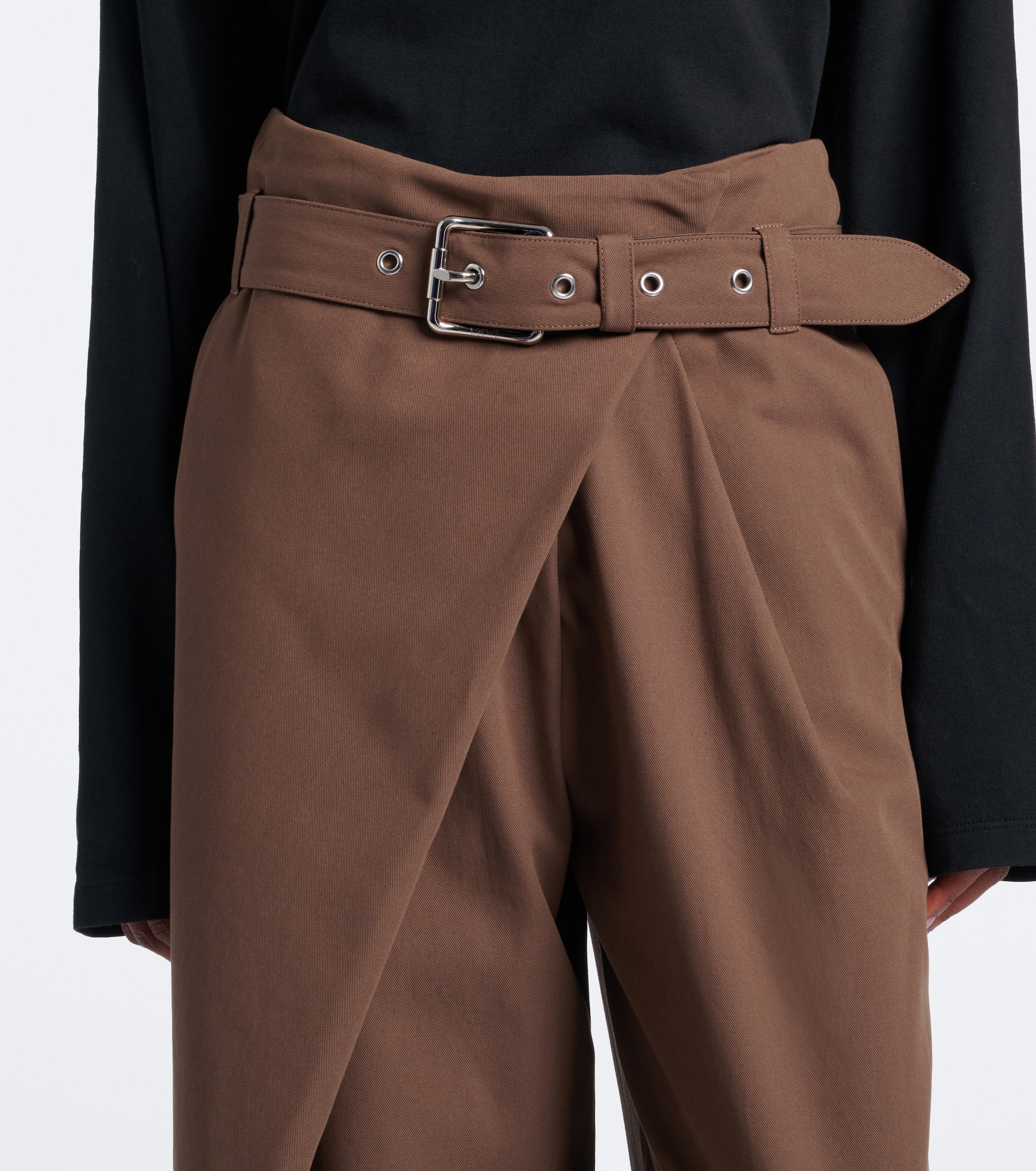Loewe Loewe Belted draped cotton wide-leg pants