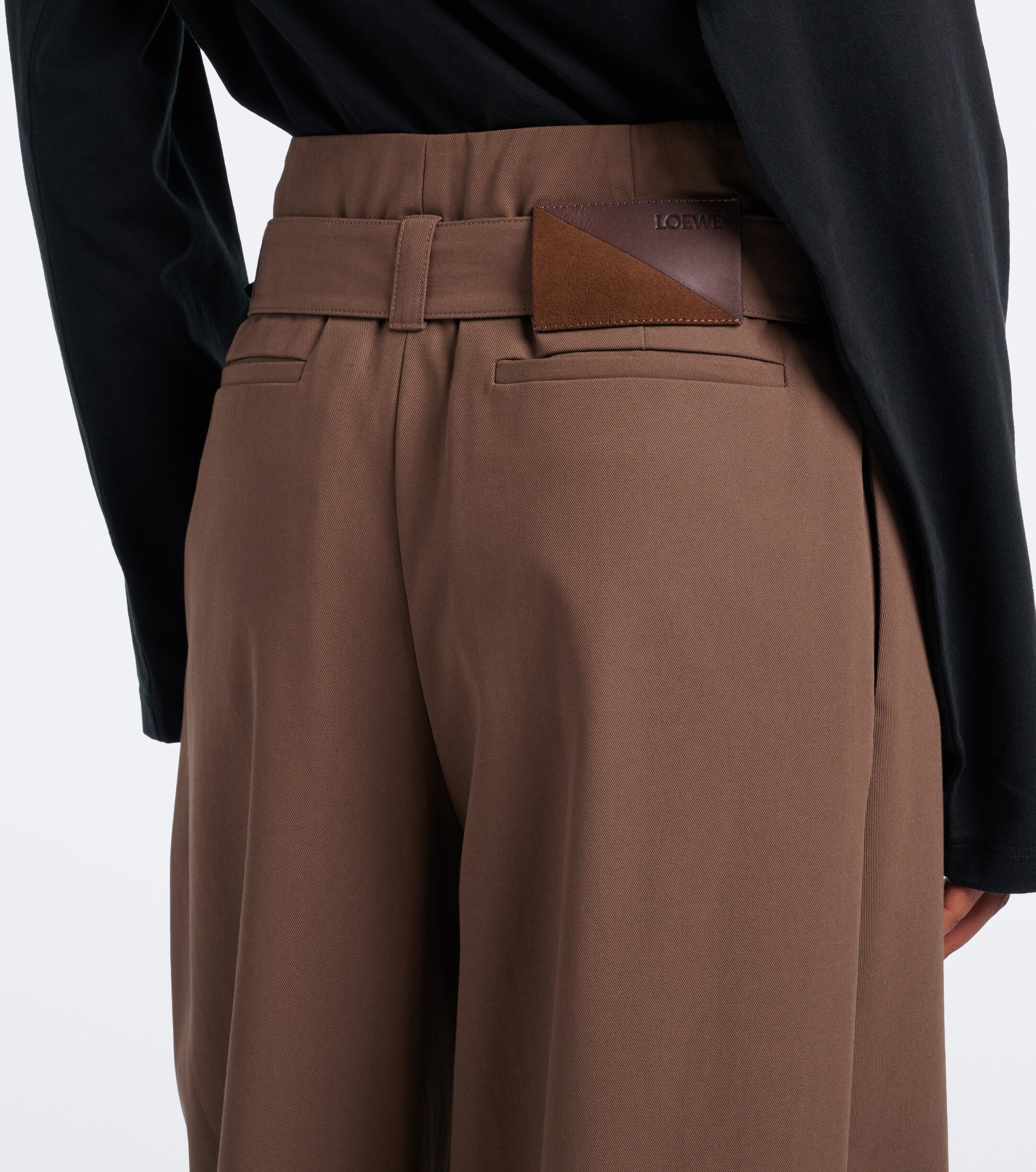 Loewe Loewe Belted draped cotton wide-leg pants