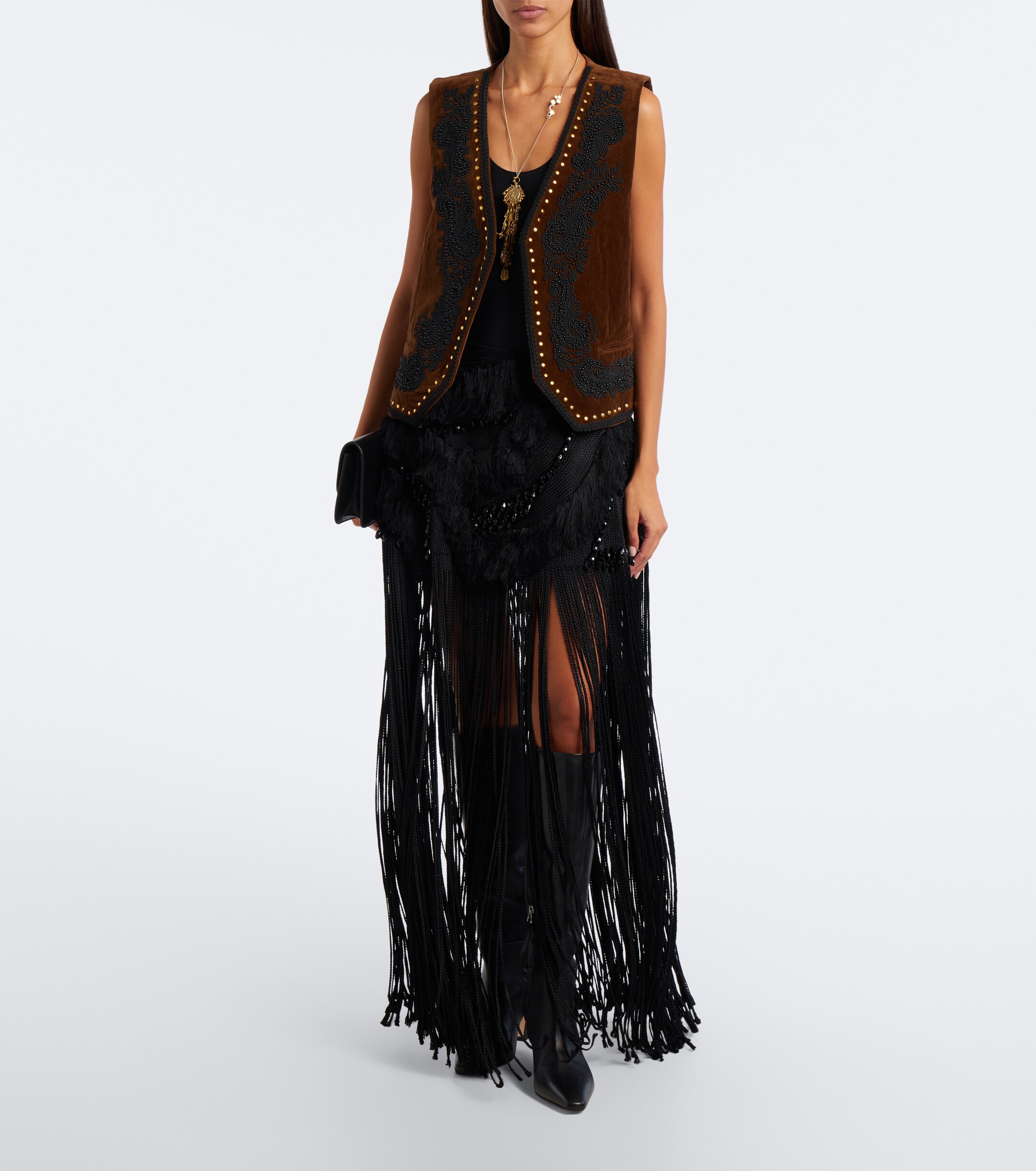 Xu Zhi Xu Zhi Braided embellished fringed miniskirt