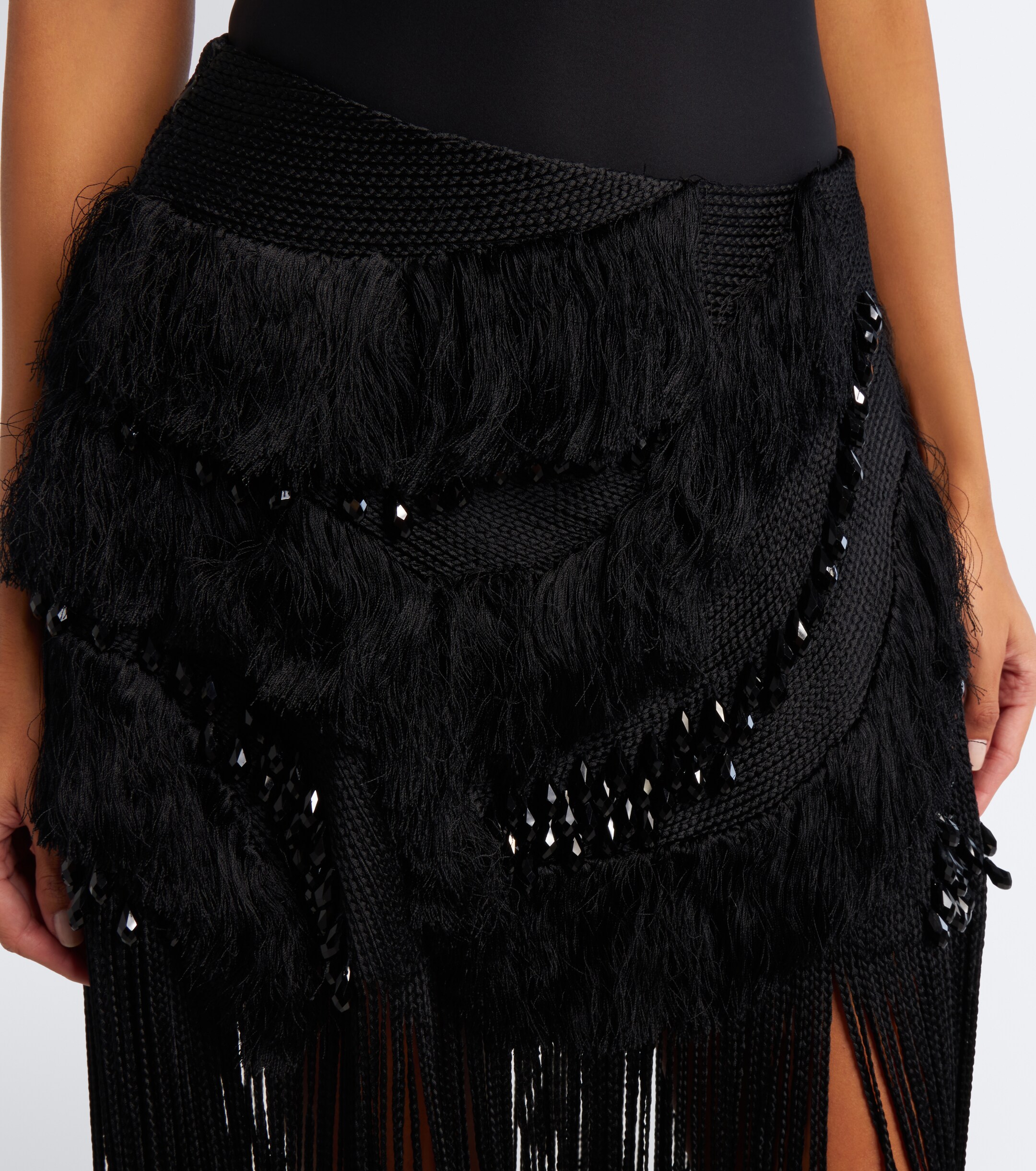 Xu Zhi Xu Zhi Braided embellished fringed miniskirt