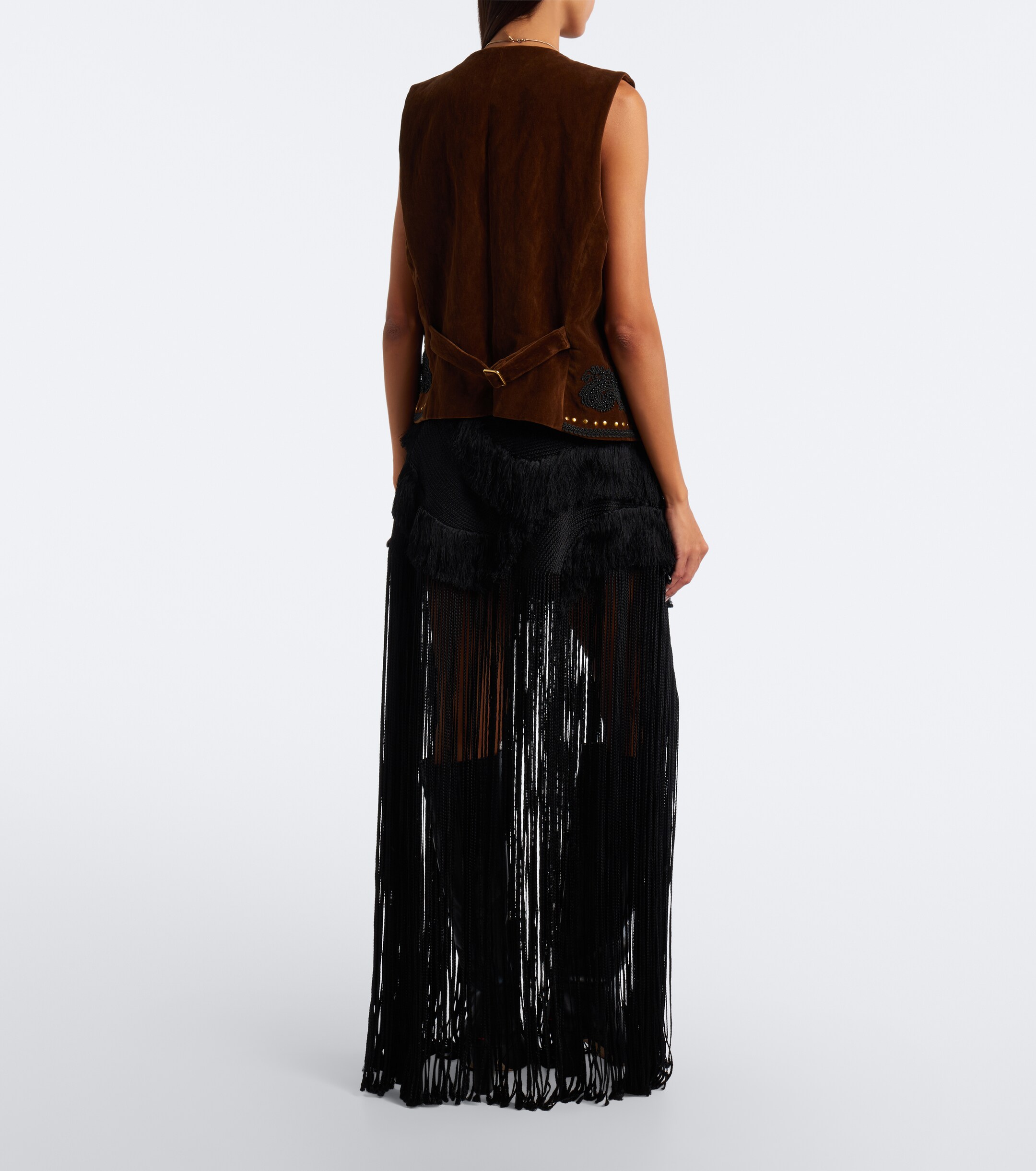 Xu Zhi Xu Zhi Braided embellished fringed miniskirt