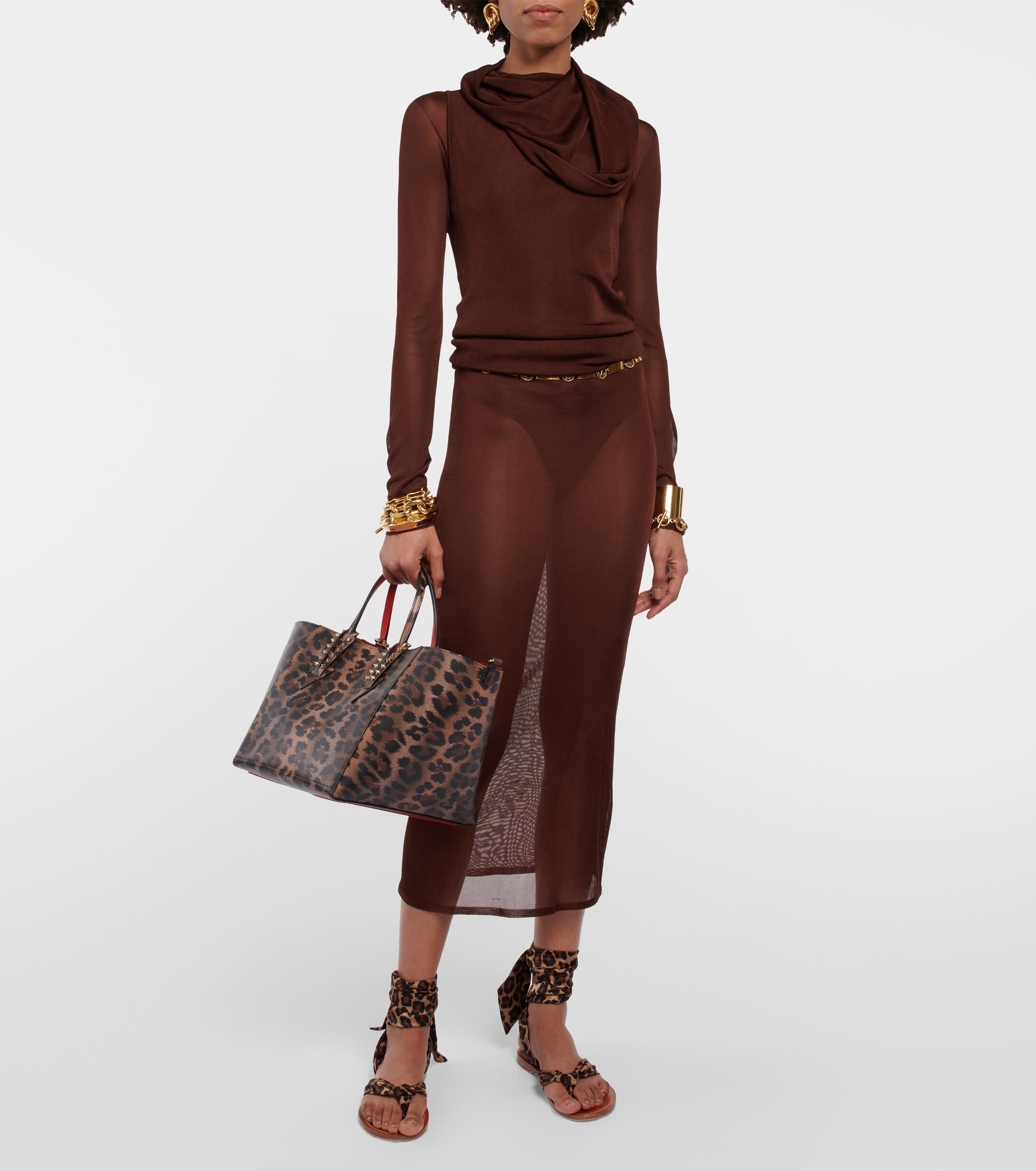 CHRISTIAN LOUBOUTIN Cabachic Small leopard-print tote bag