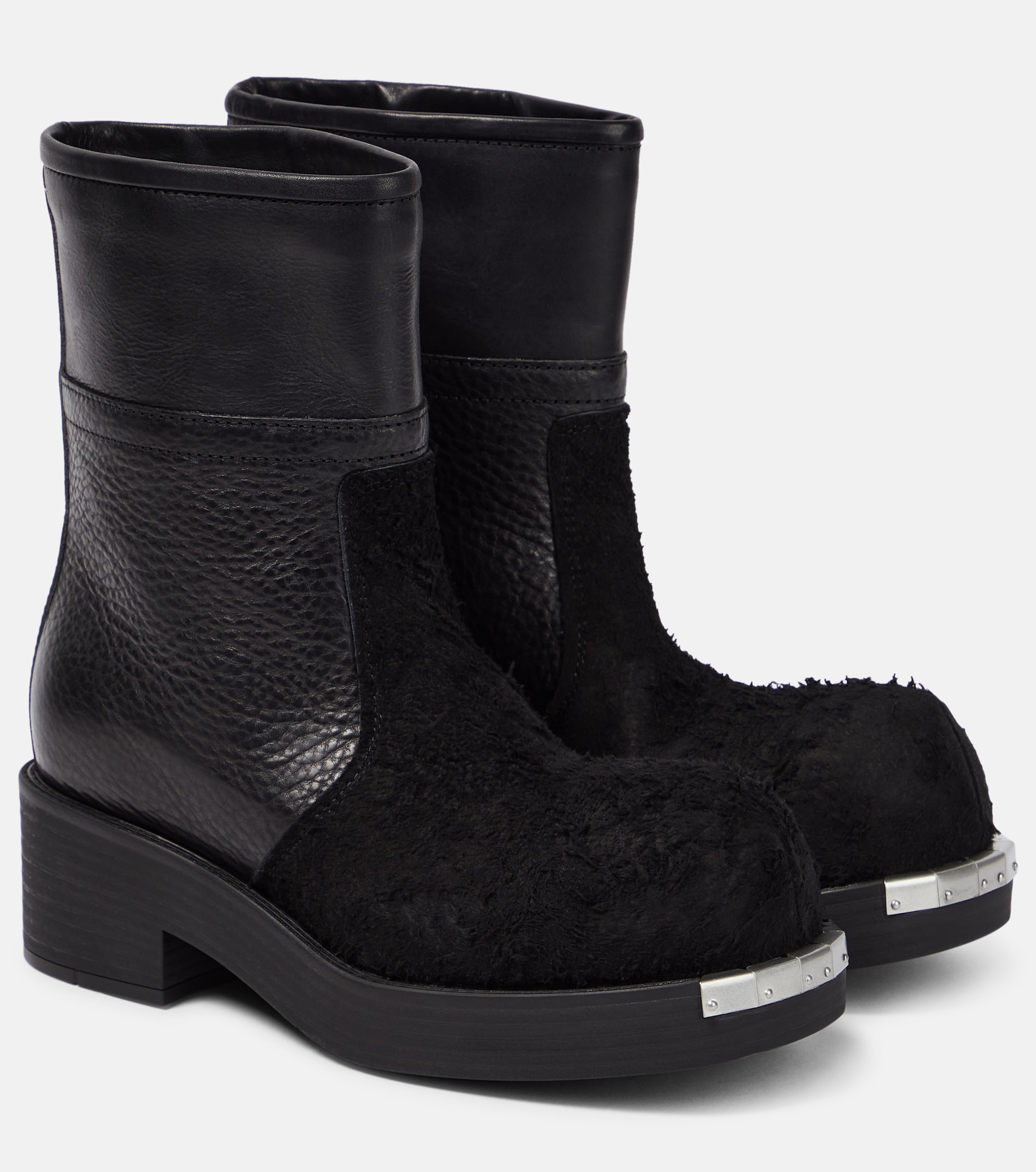 MM6 Maison Margiela - Leather and suede ankle boots | Plush
