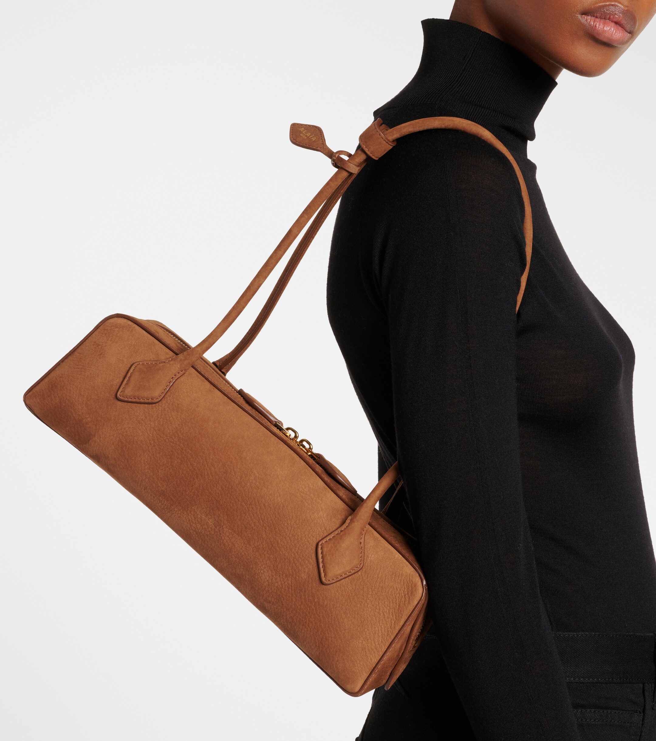 Alaïa Le Teckel Medium suede shoulder bag