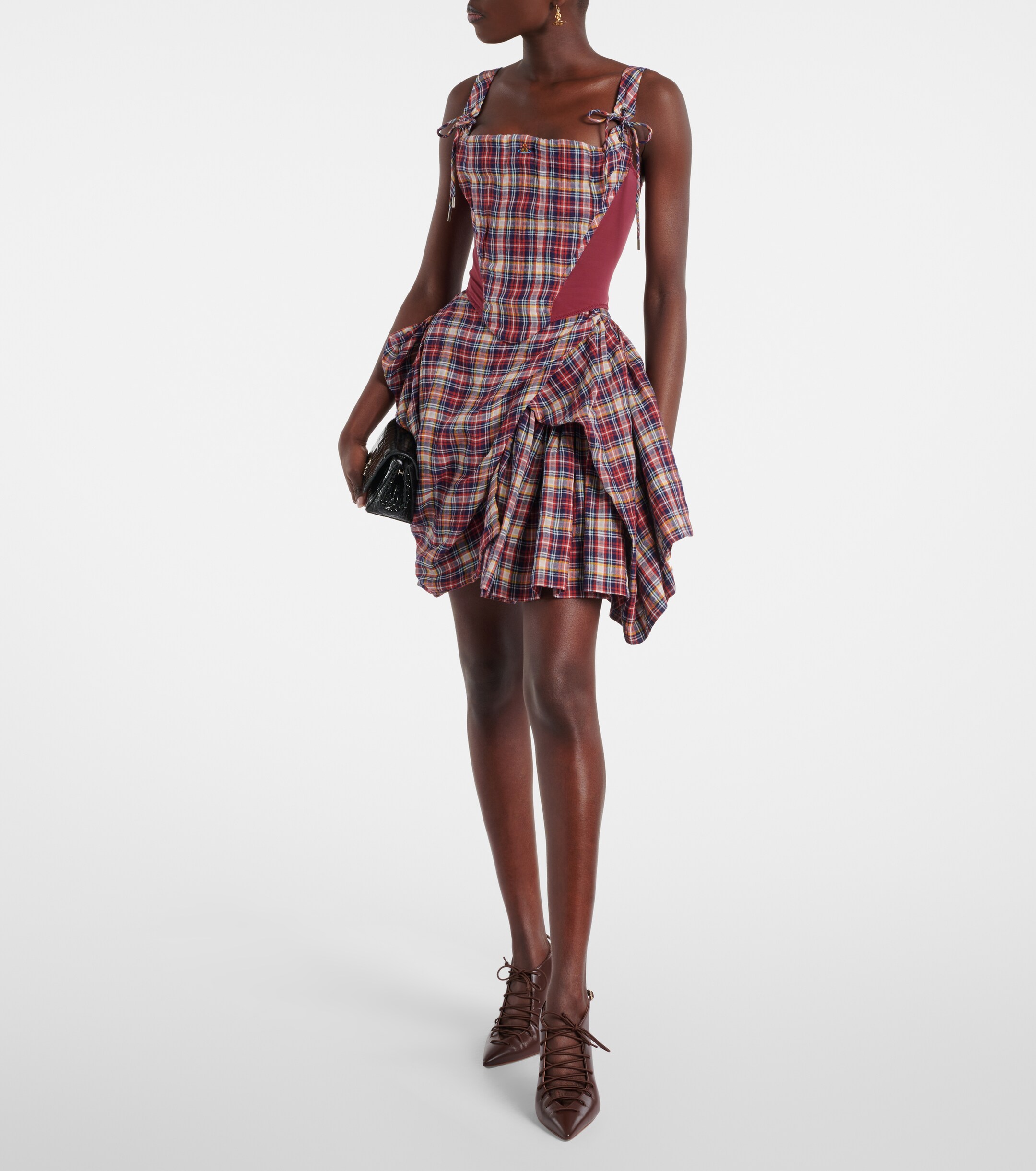 Vivienne Westwood Puppy tartan linen and cotton corset