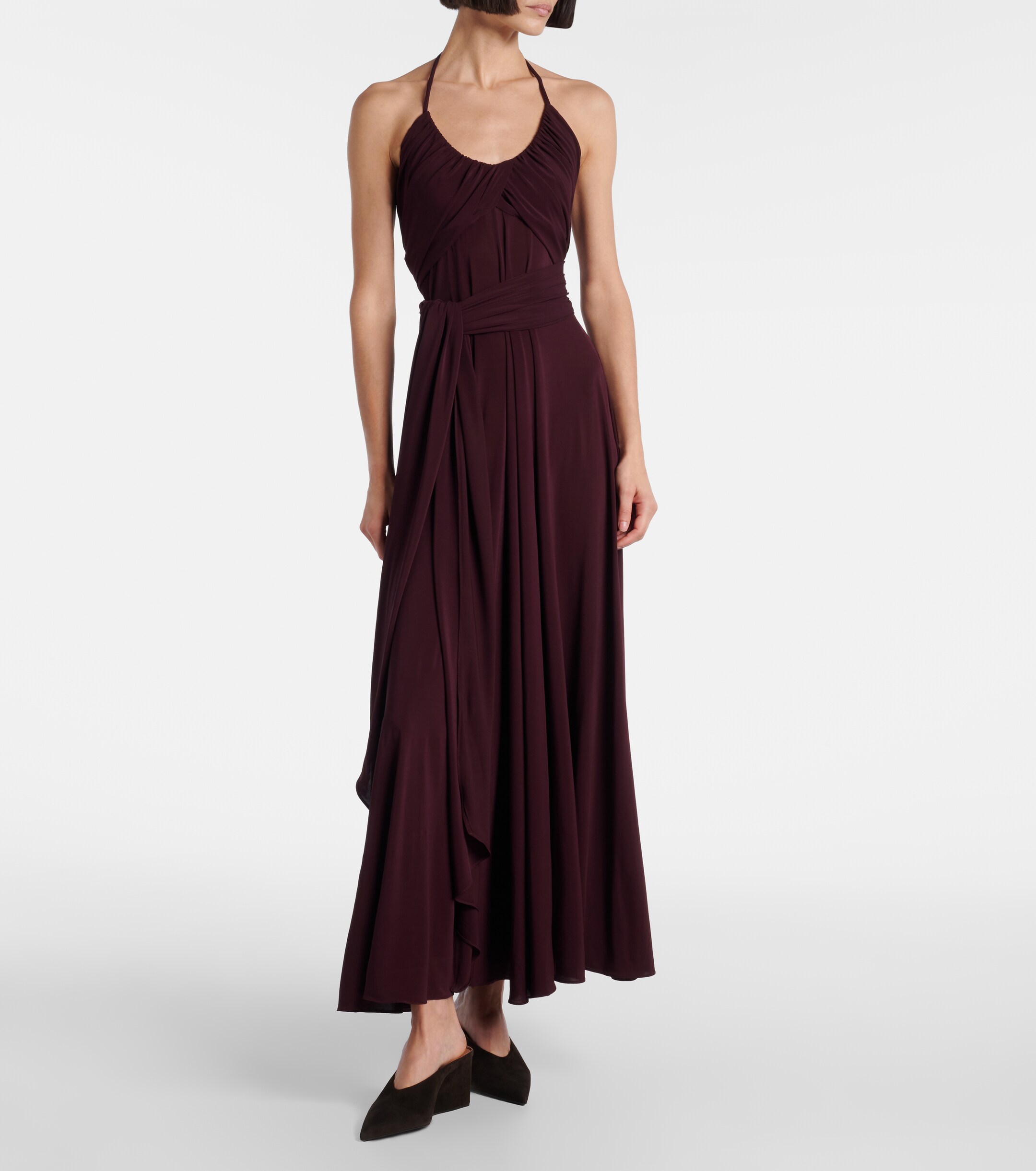Alaïa Draped halterneck jersey maxi dress