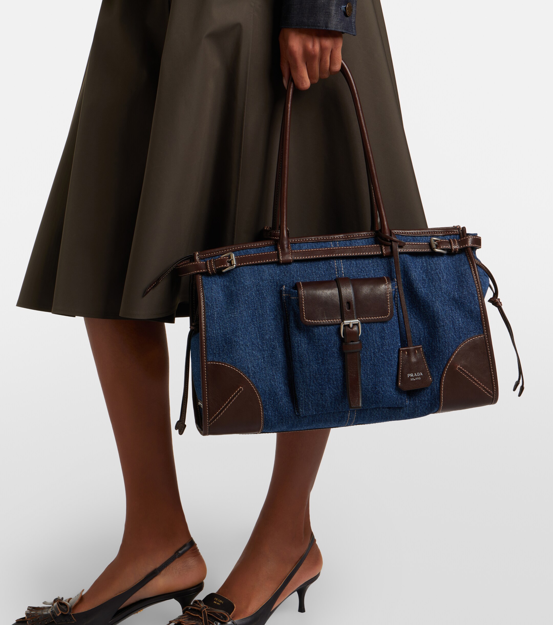 Prada Prada Bonnie Large denim shoulder bag