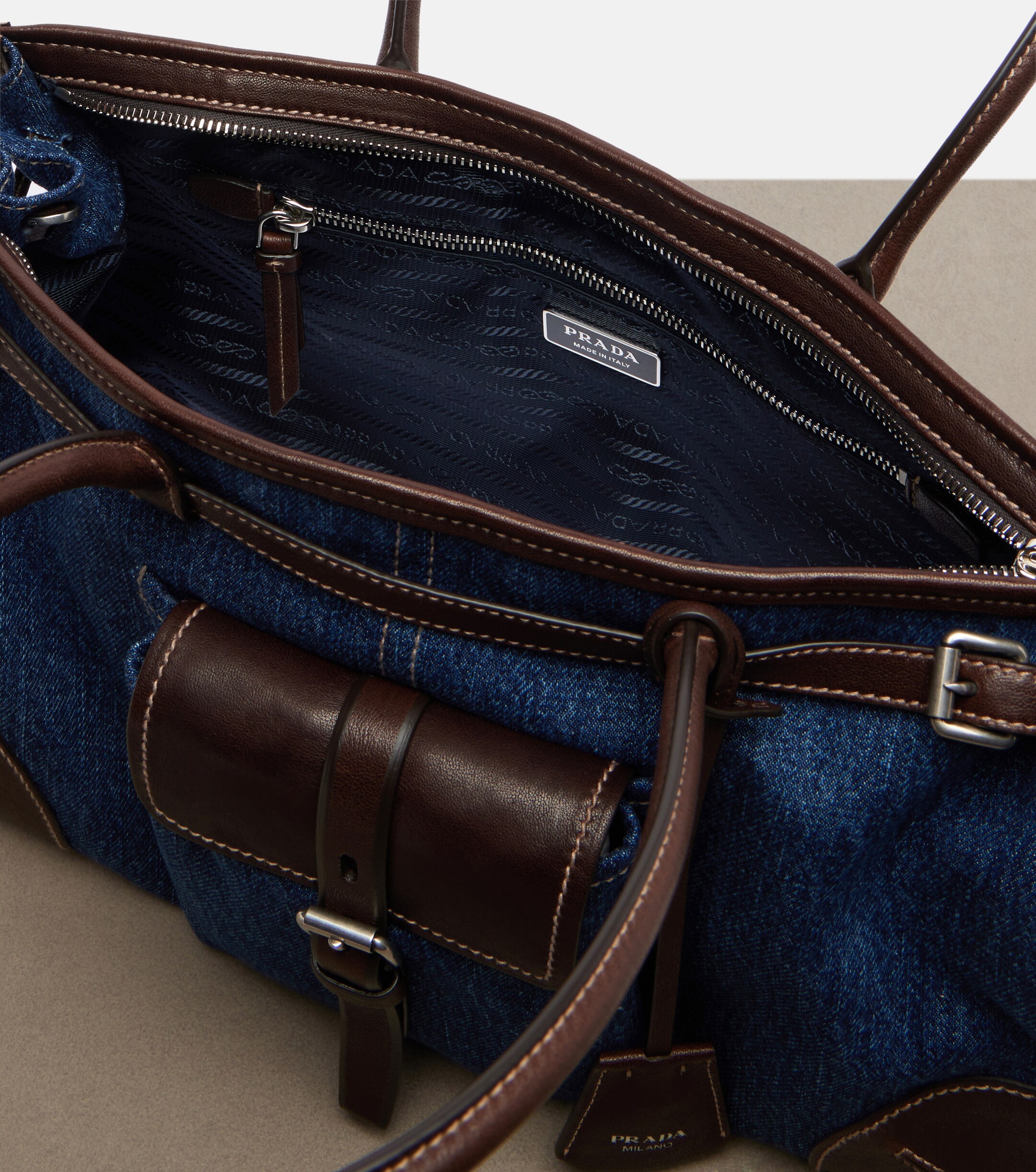 Prada Prada Bonnie Large denim shoulder bag