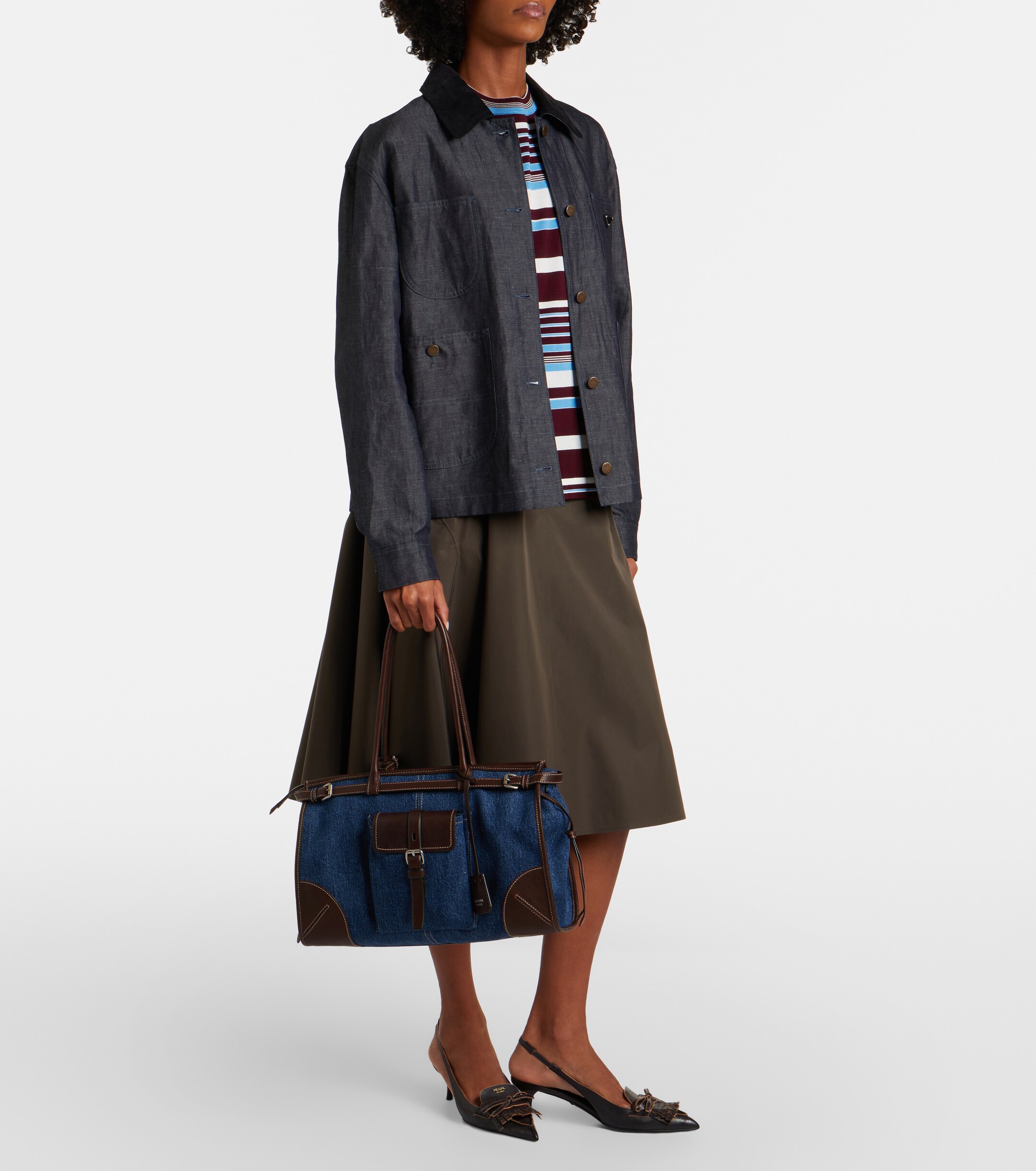 Prada Prada Bonnie Large denim shoulder bag