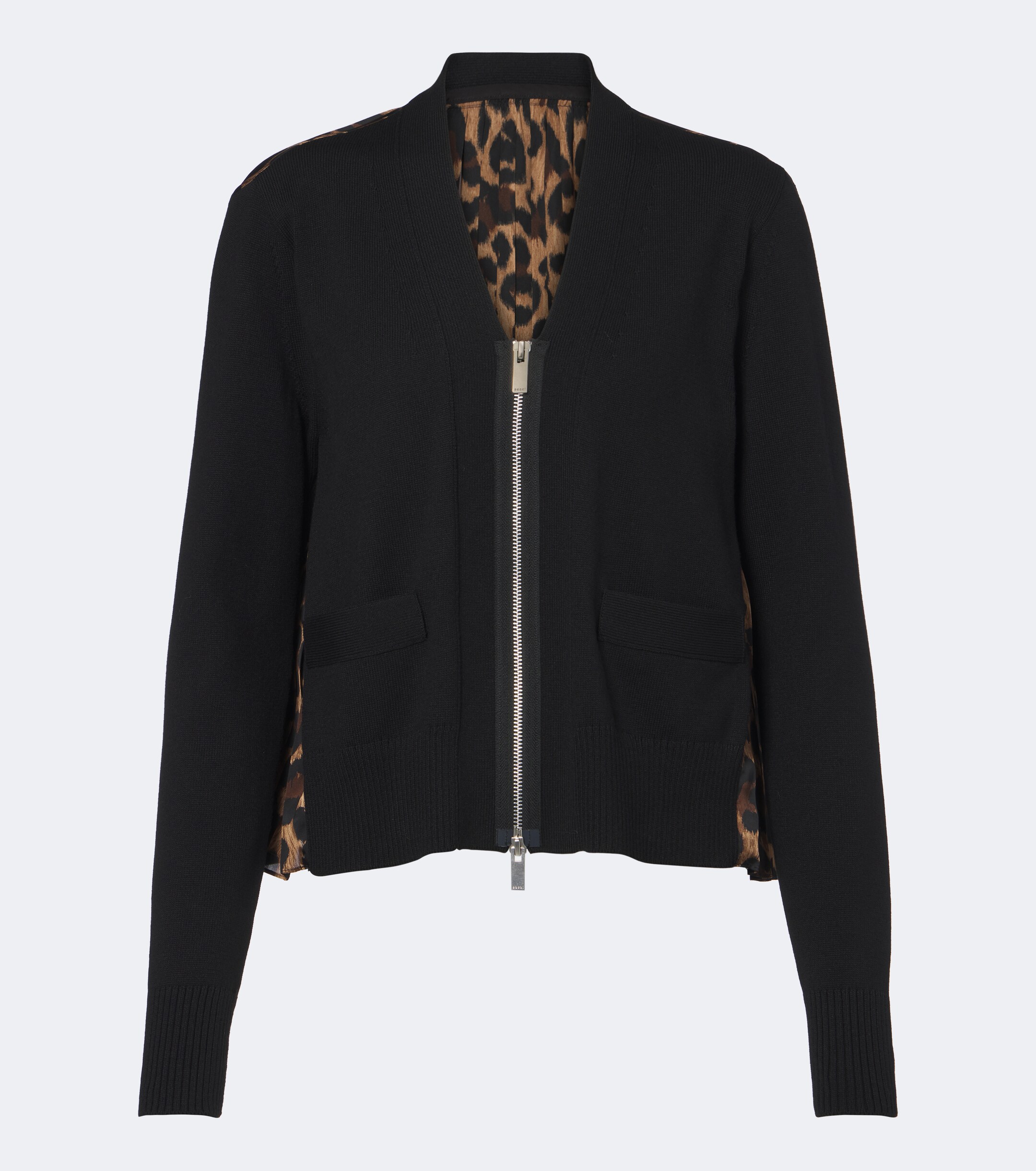 Sacai Sacai Paneled leopard-print cotton-blend cardigan
