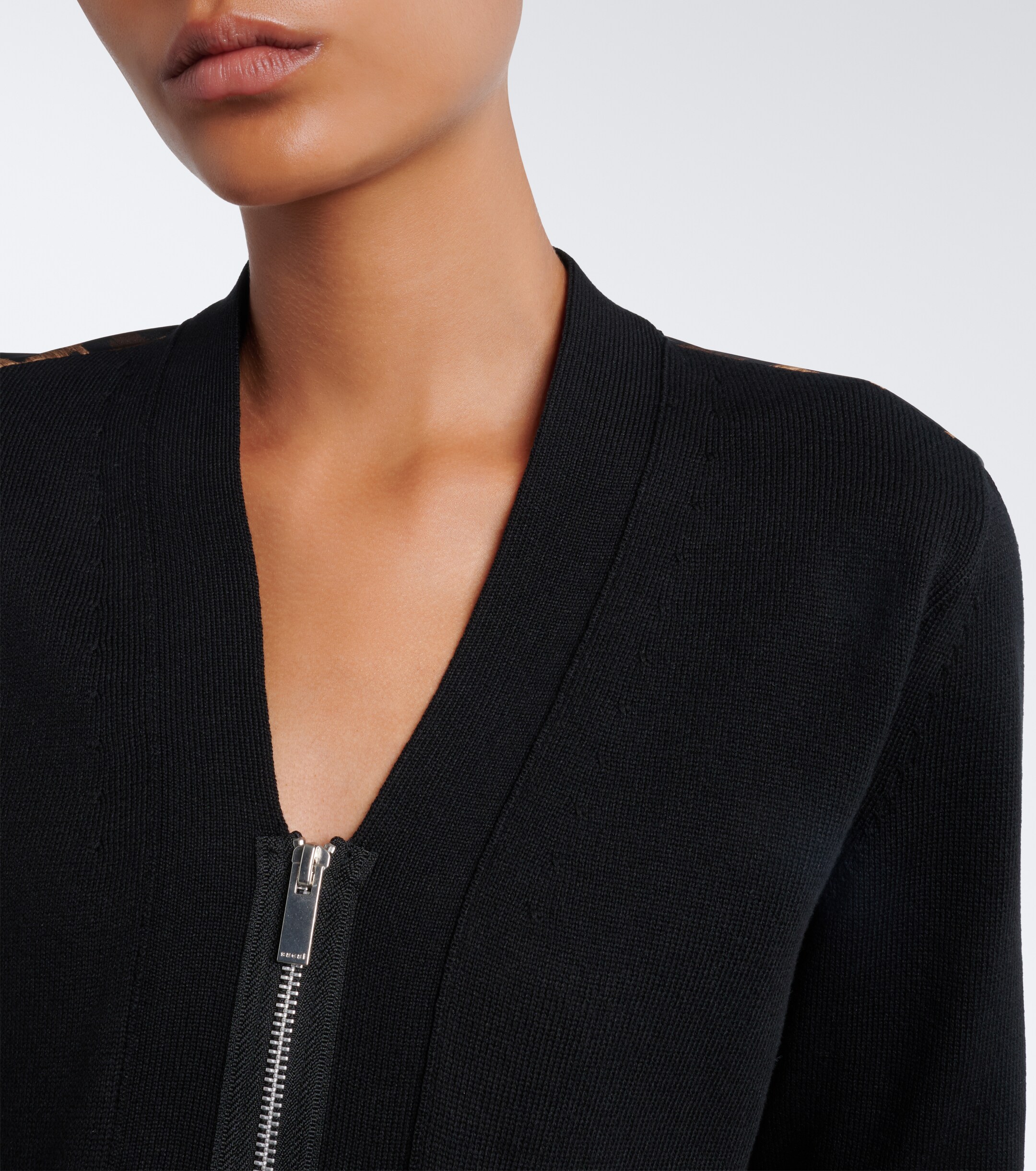 Sacai Sacai Paneled leopard-print cotton-blend cardigan
