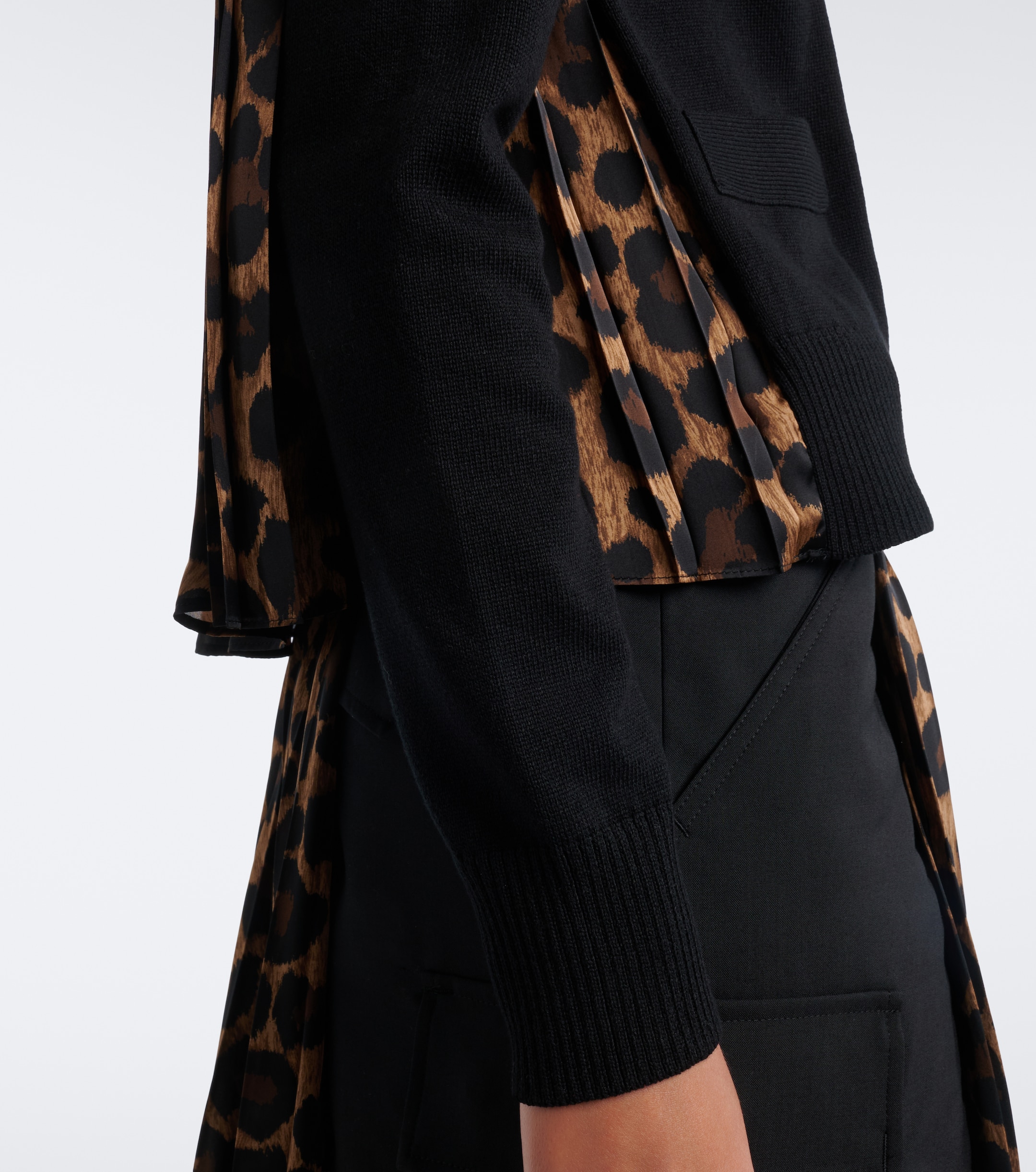 Sacai Sacai Paneled leopard-print cotton-blend cardigan