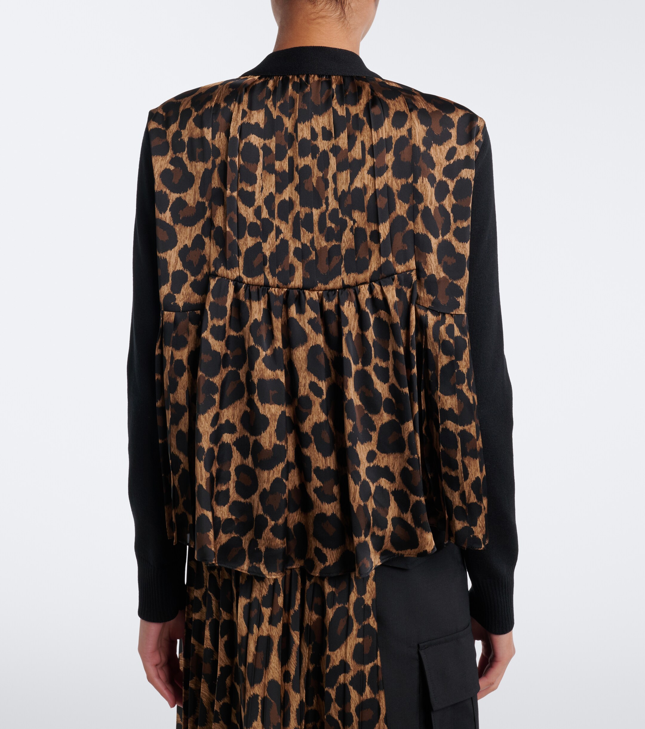 Sacai Sacai Paneled leopard-print cotton-blend cardigan