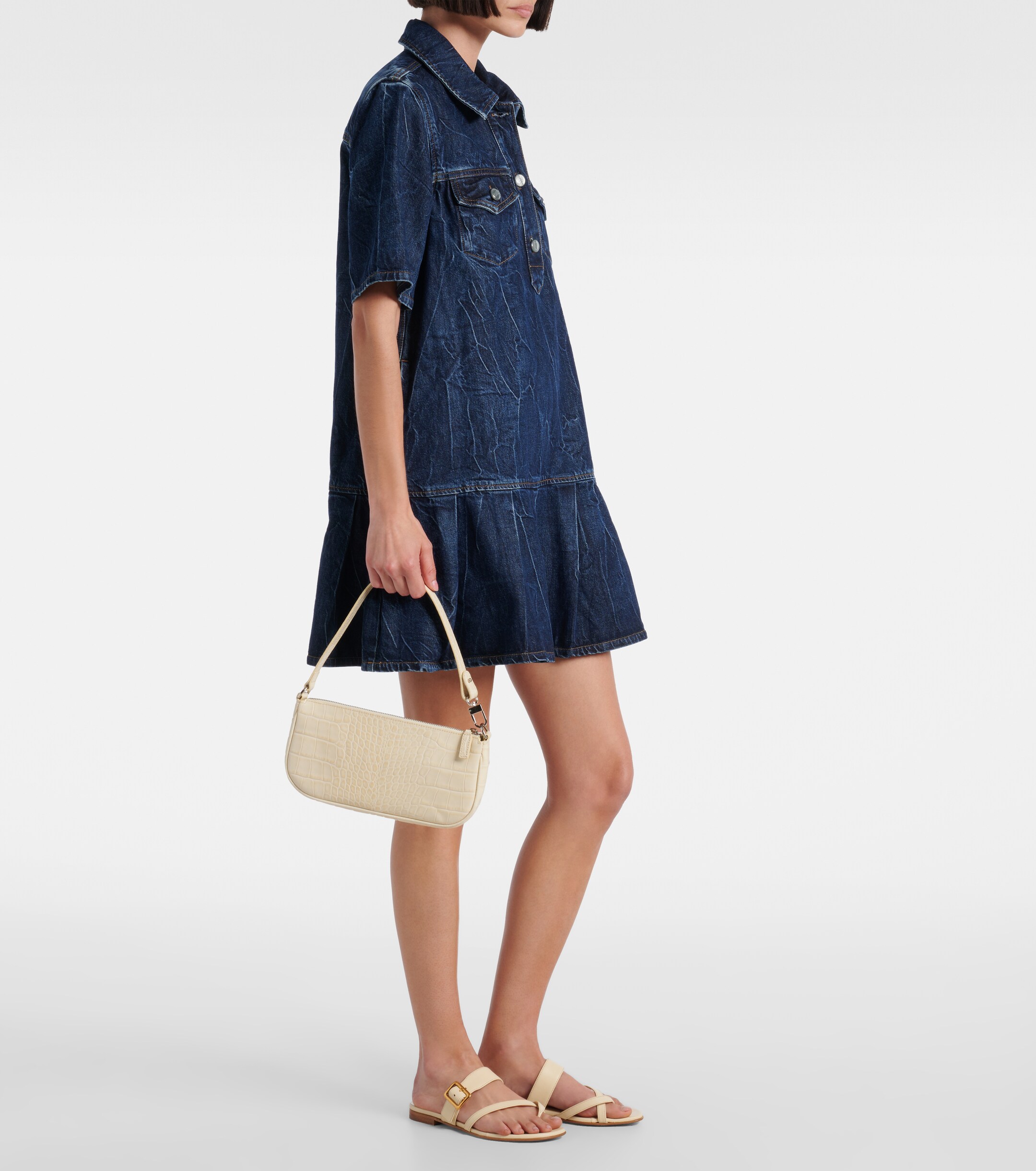 BY FAR Rachel croc-effect leather shoulder bag