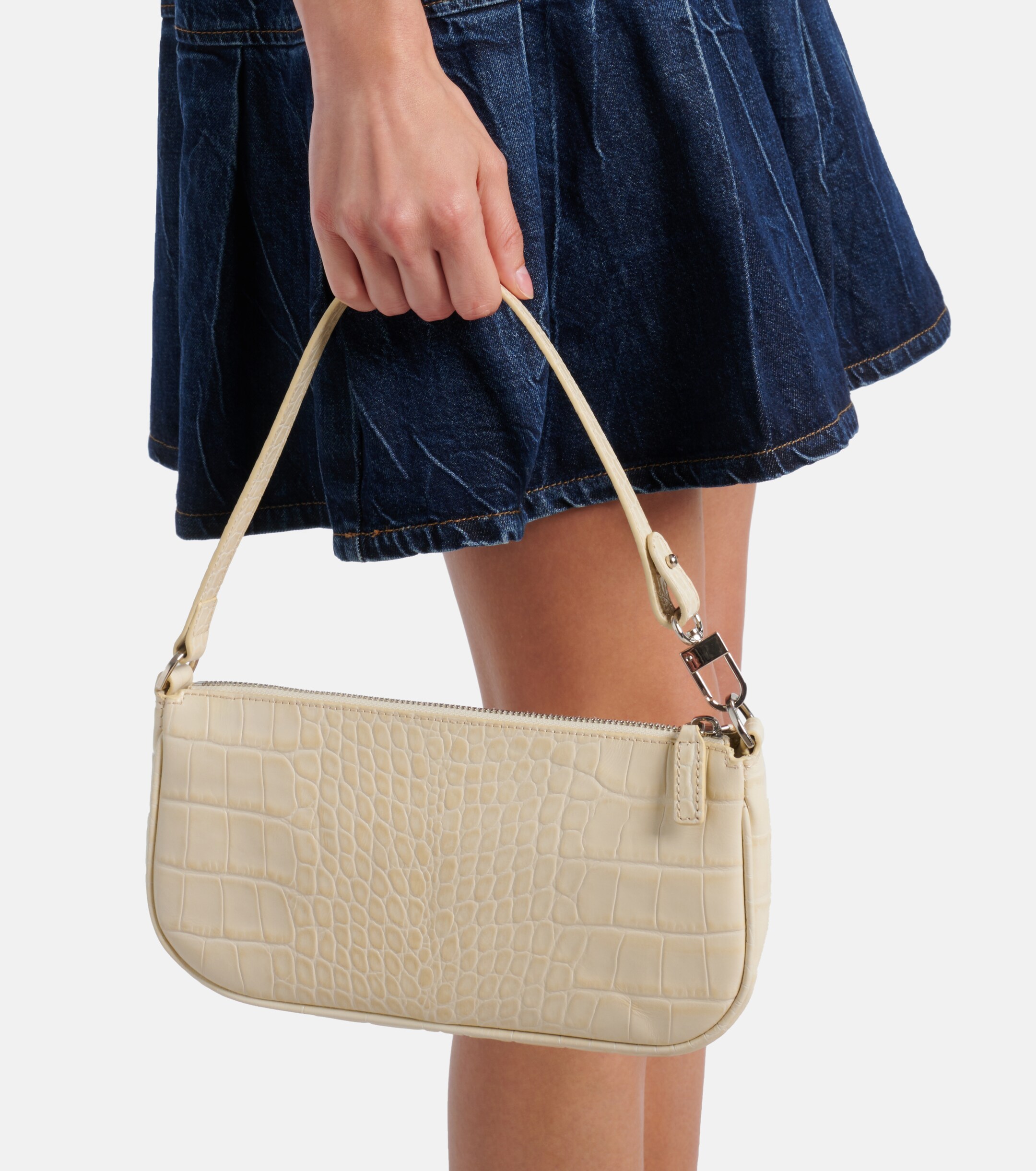 BY FAR Rachel croc-effect leather shoulder bag
