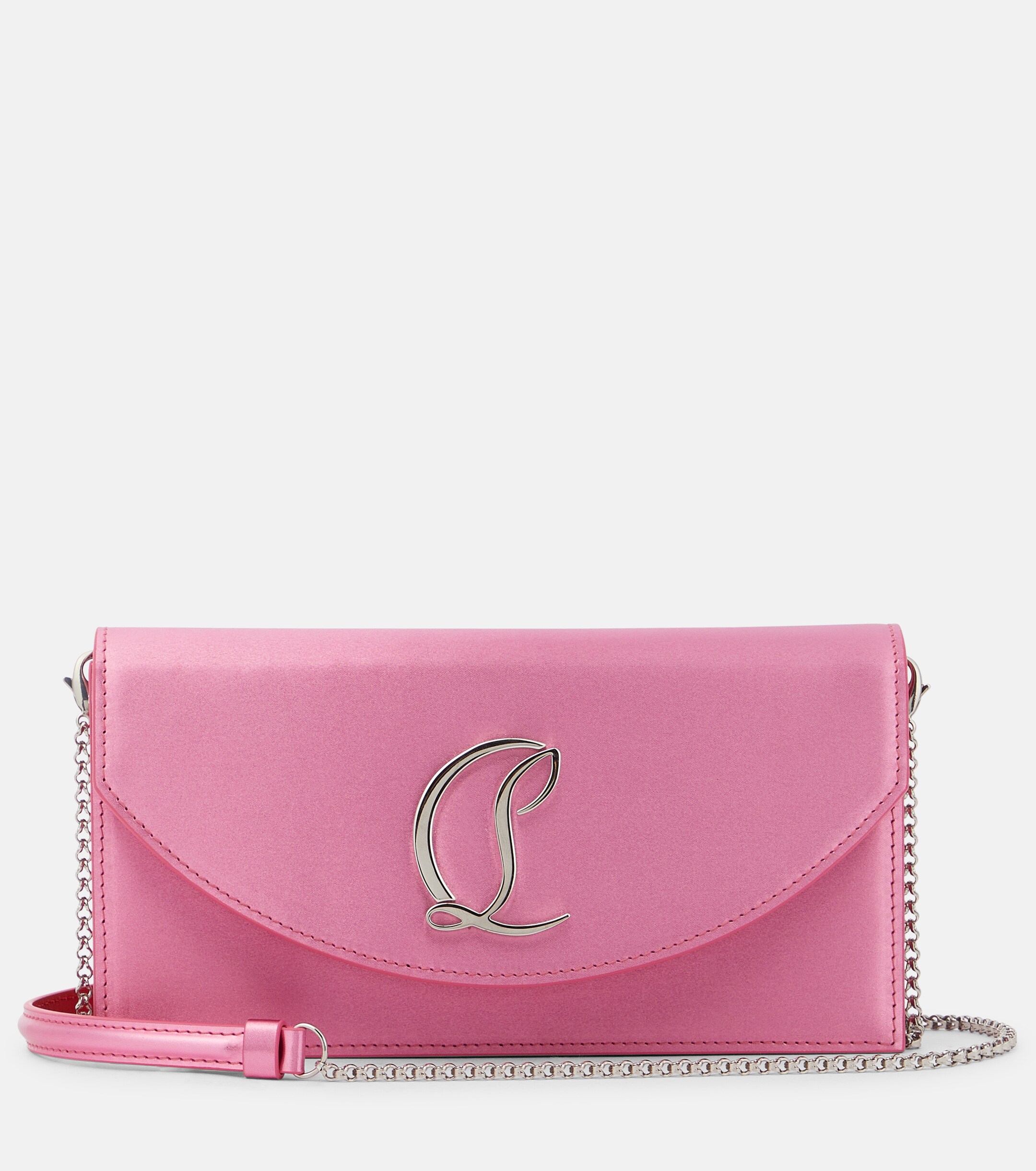 CHRISTIAN LOUBOUTIN Loubi54 Small leather-trimmed silk clutch