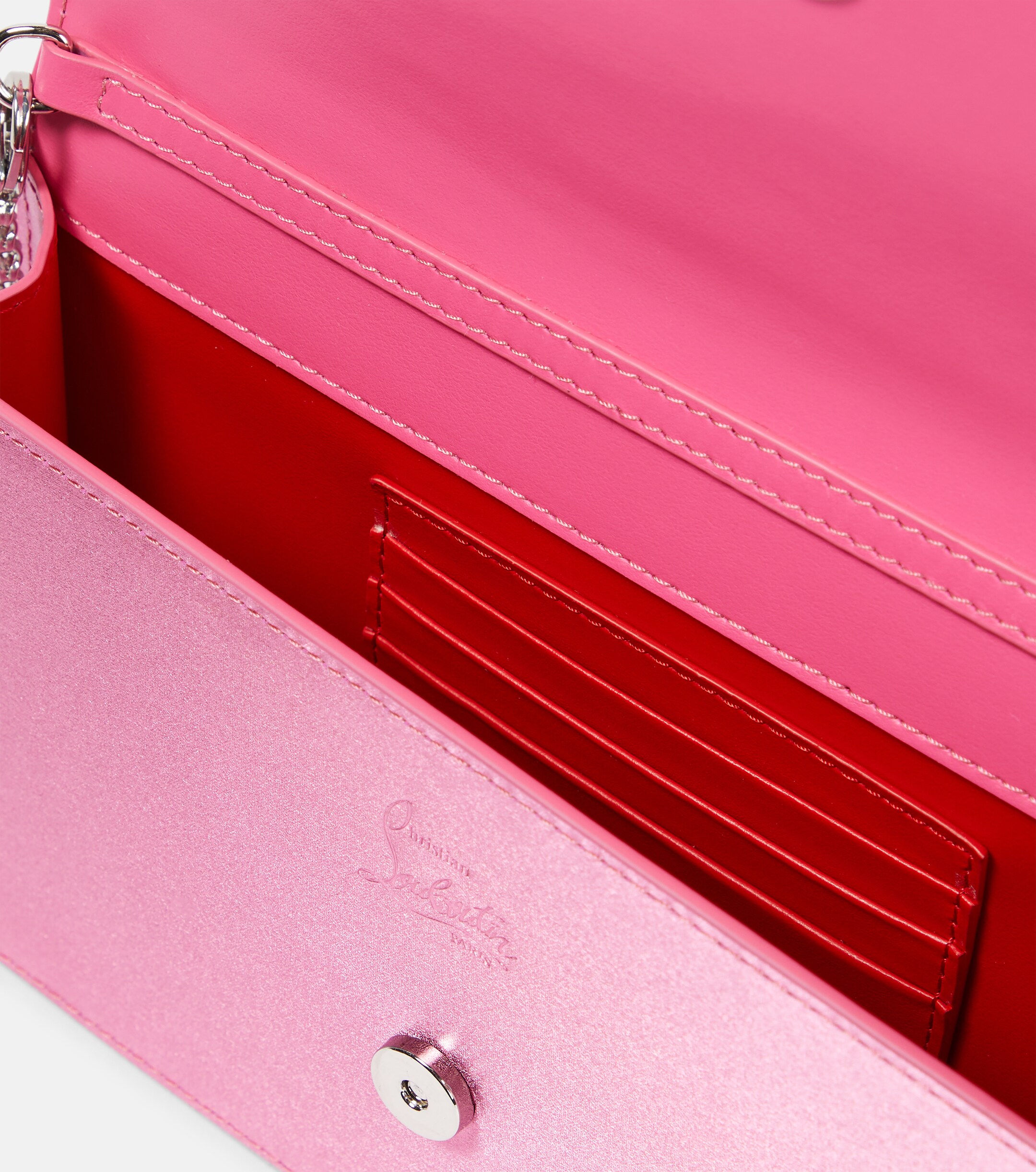 CHRISTIAN LOUBOUTIN Loubi54 Small leather-trimmed silk clutch