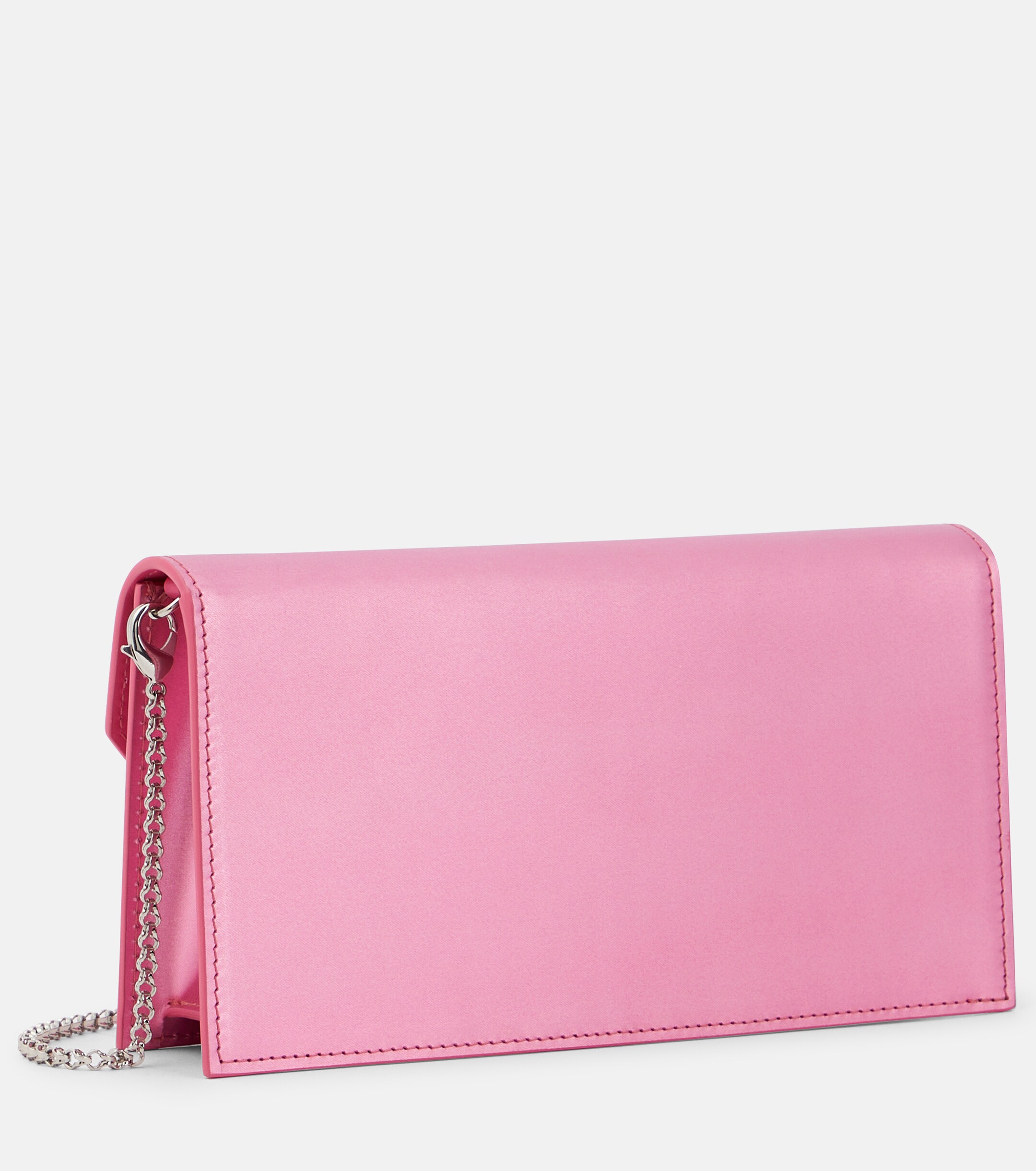 CHRISTIAN LOUBOUTIN Loubi54 Small leather-trimmed silk clutch