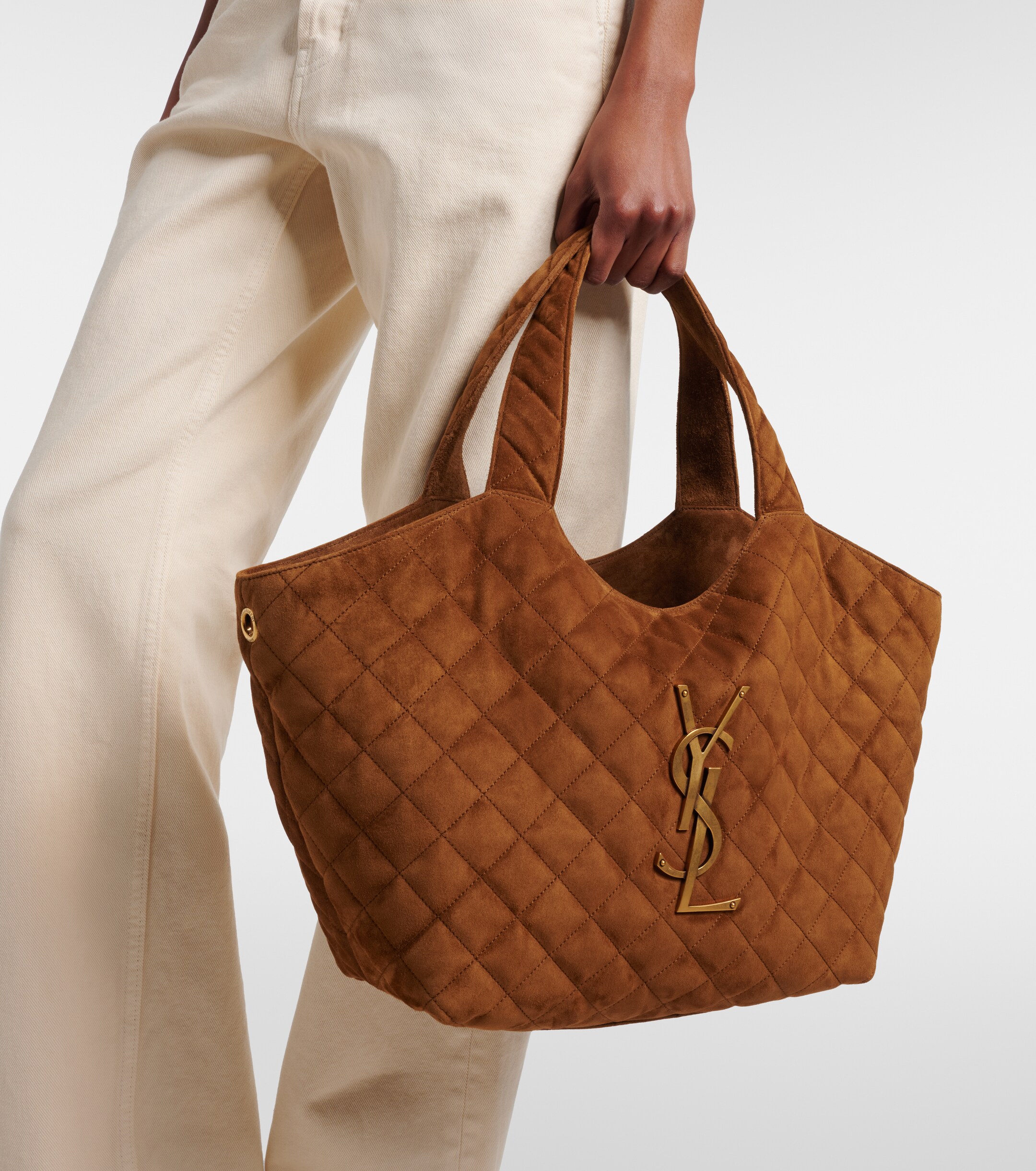 Saint Laurent Icare Medium quilted suede shopper