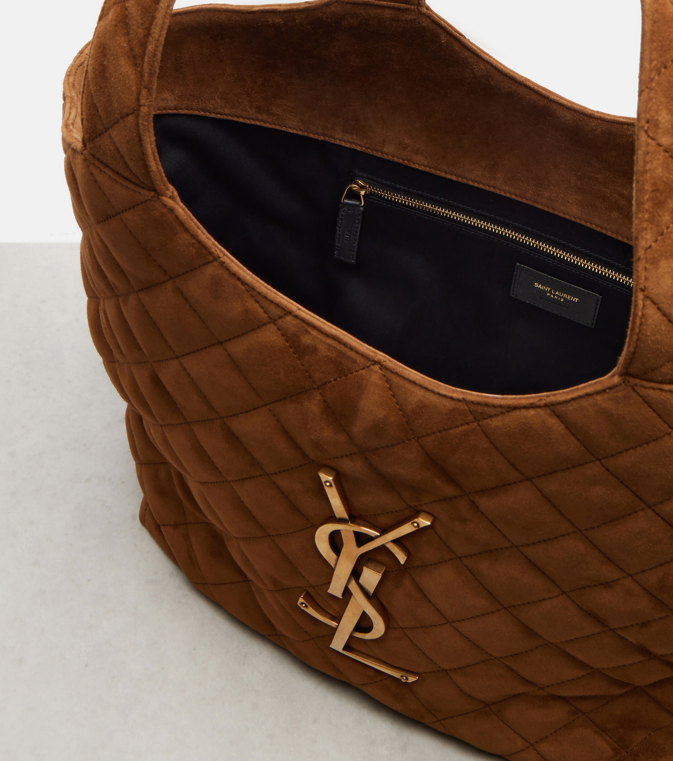 Saint Laurent Icare Medium quilted suede shopper