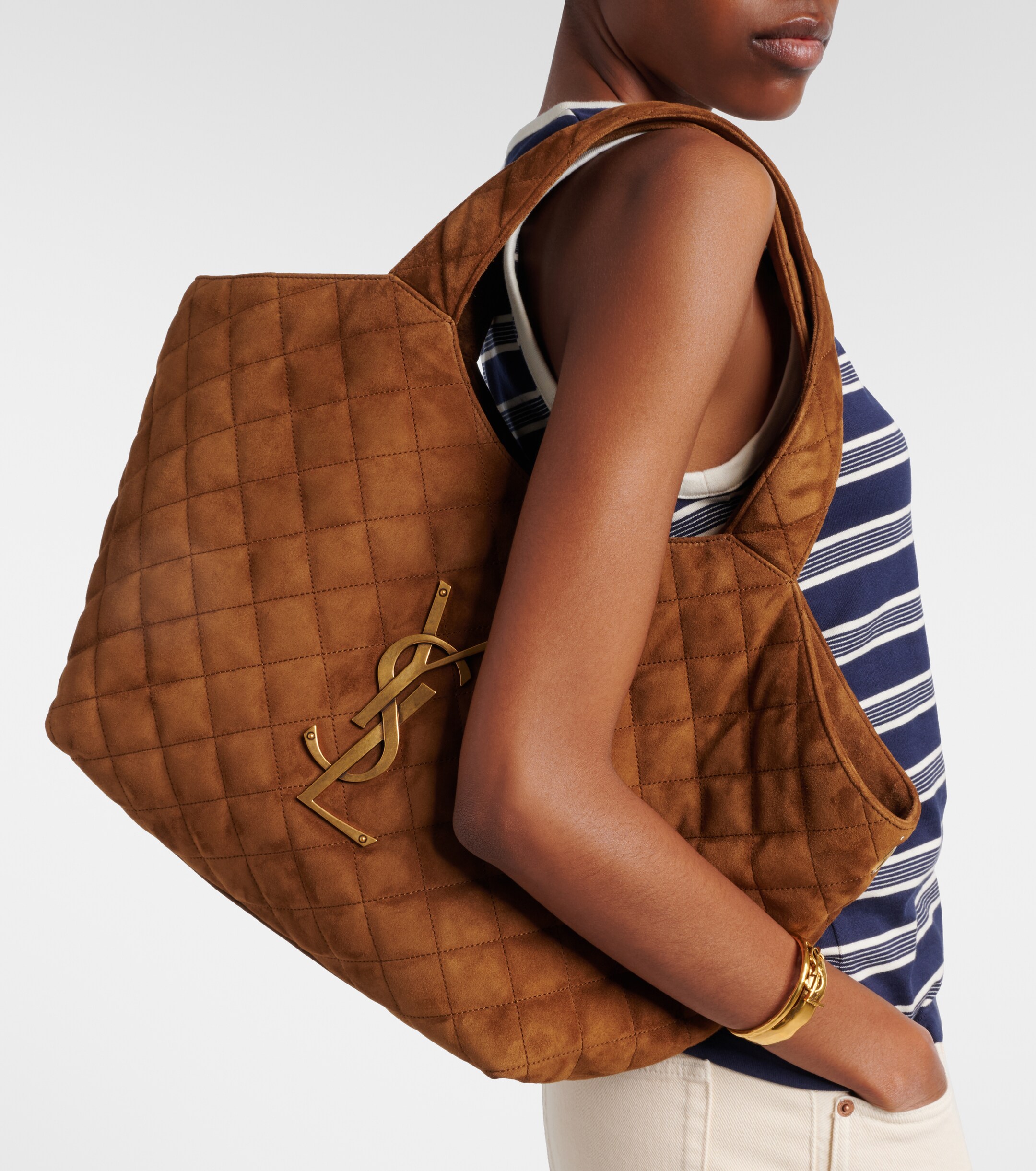 Saint Laurent Icare Medium quilted suede shopper