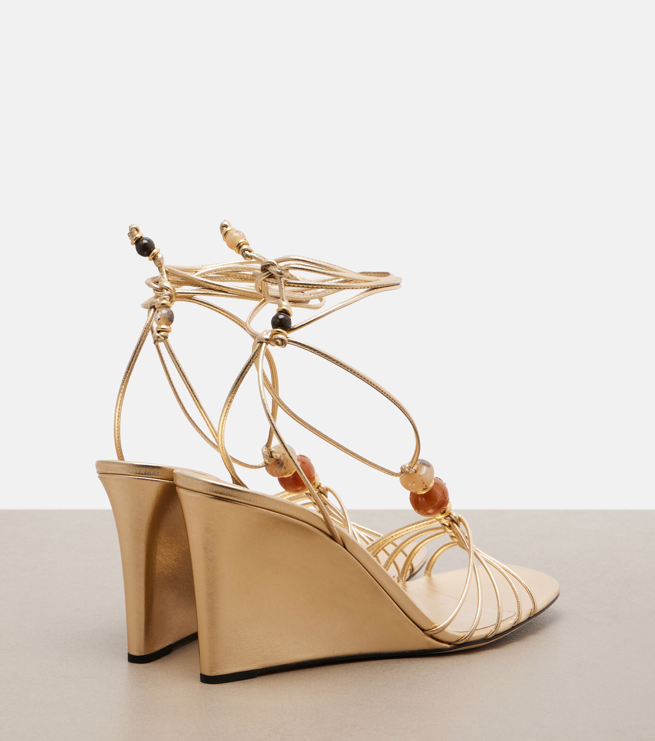 JIMMY CHOO Jimmy Choo Lova embellished leather wedge sandals