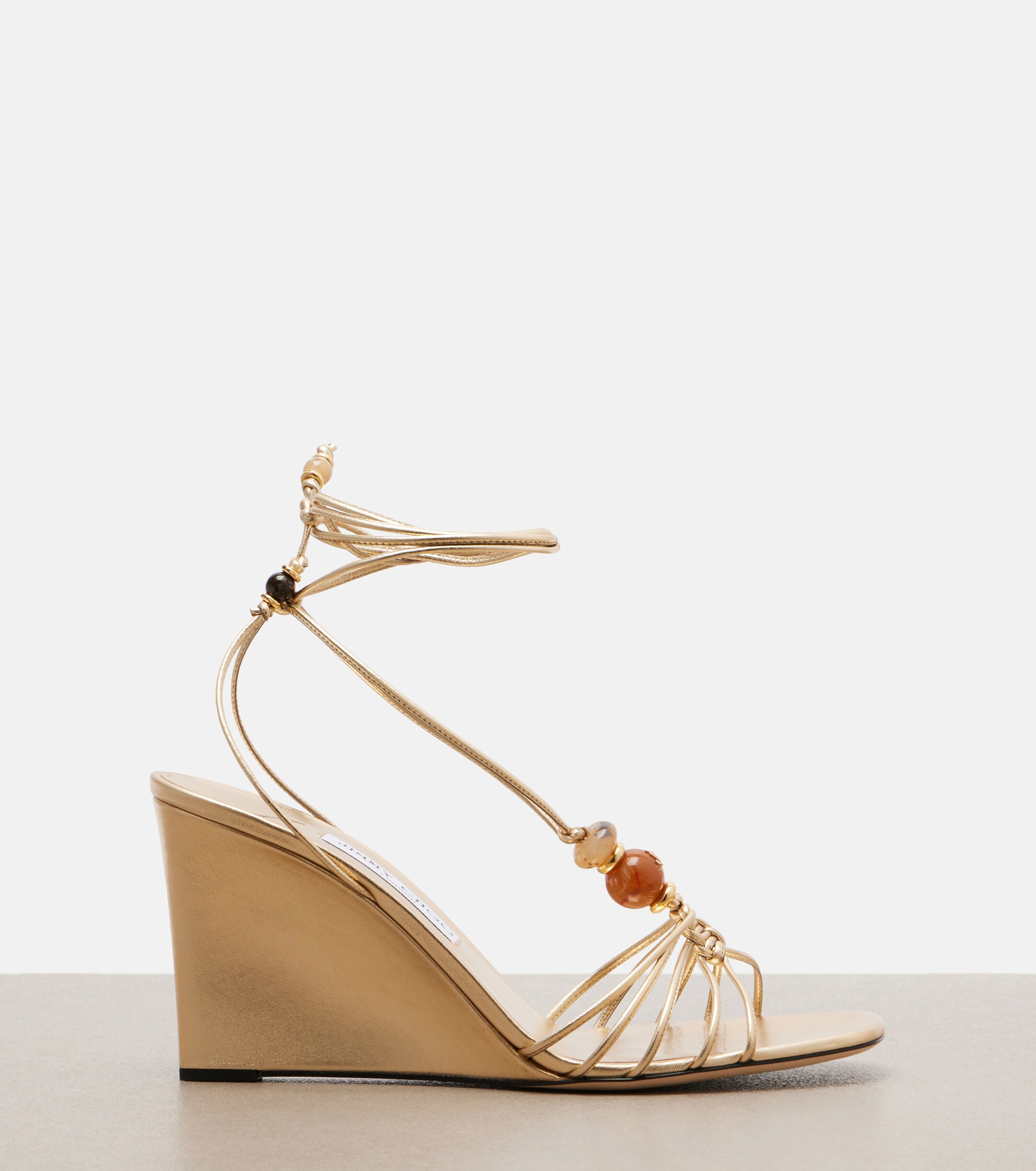 JIMMY CHOO Jimmy Choo Lova embellished leather wedge sandals