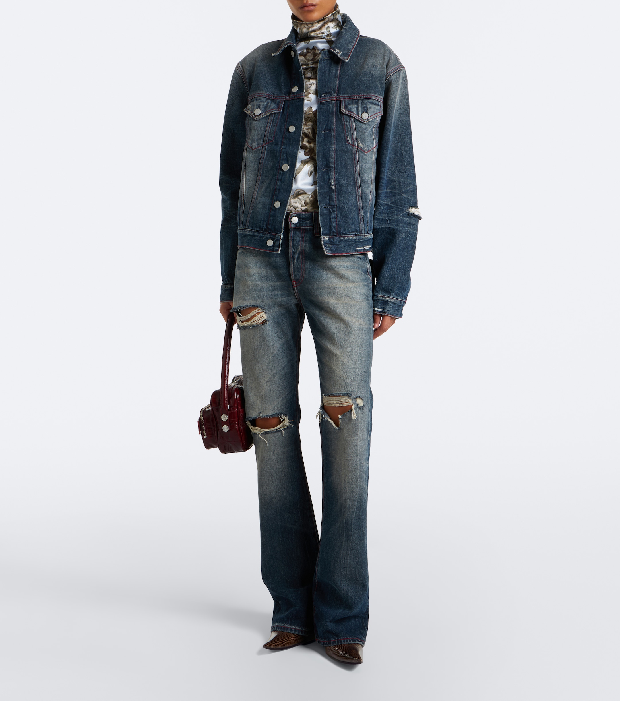 Acne Studios Acne Studios Re-Edition distressed faded bootcut jeans
