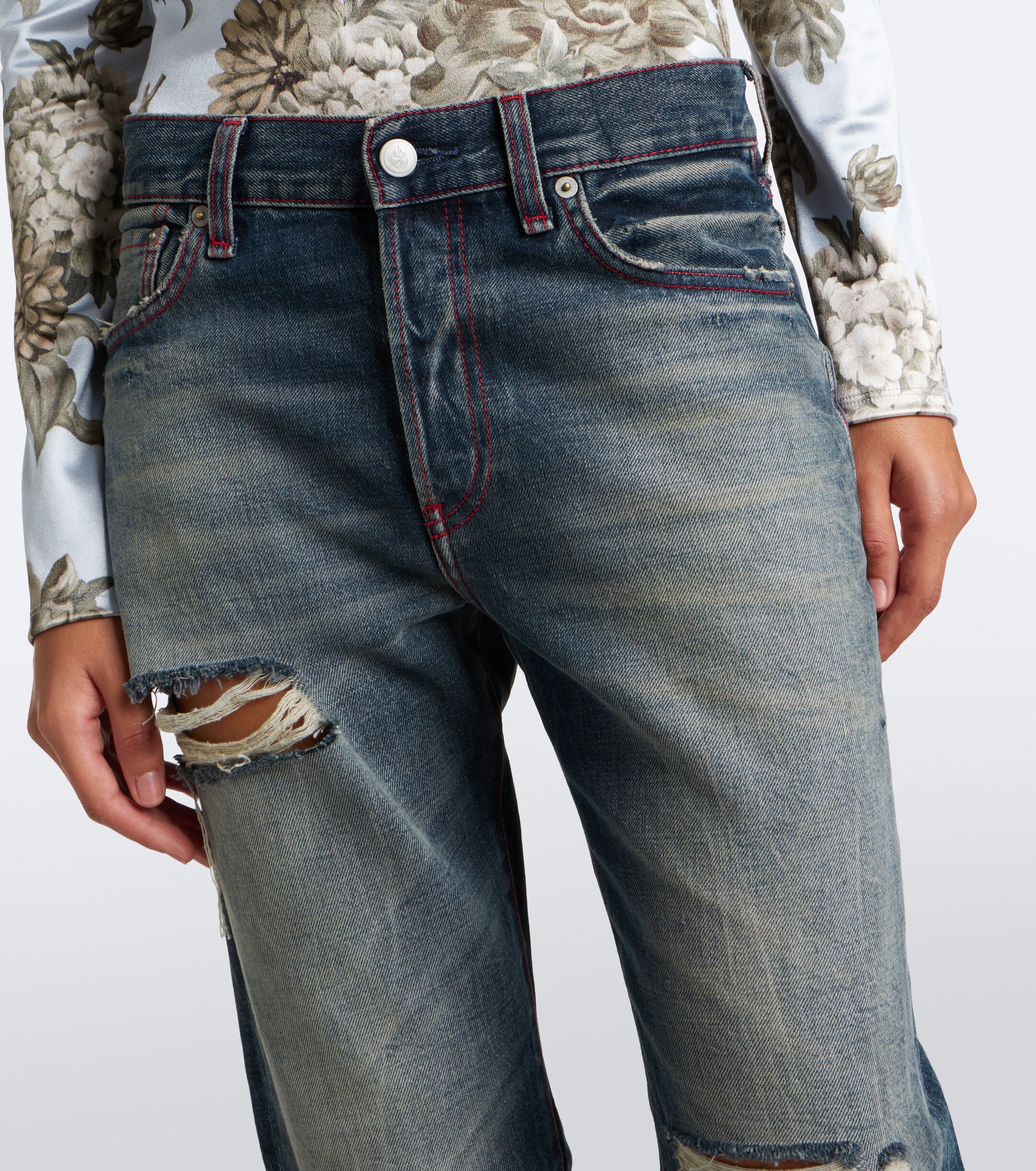 Acne Studios Acne Studios Re-Edition distressed faded bootcut jeans